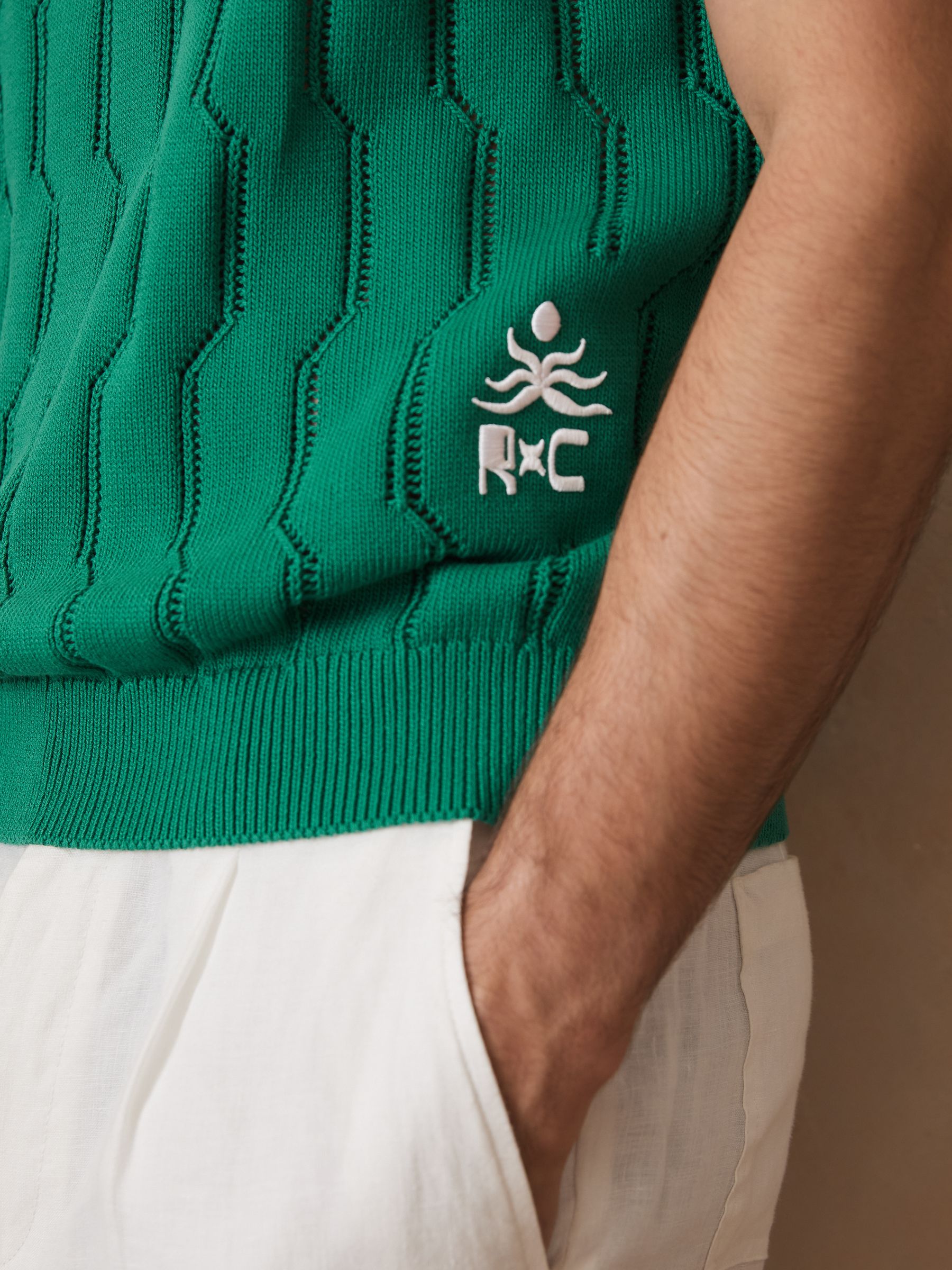 Ché Pointelle Crew-Neck Vest in Bright Green