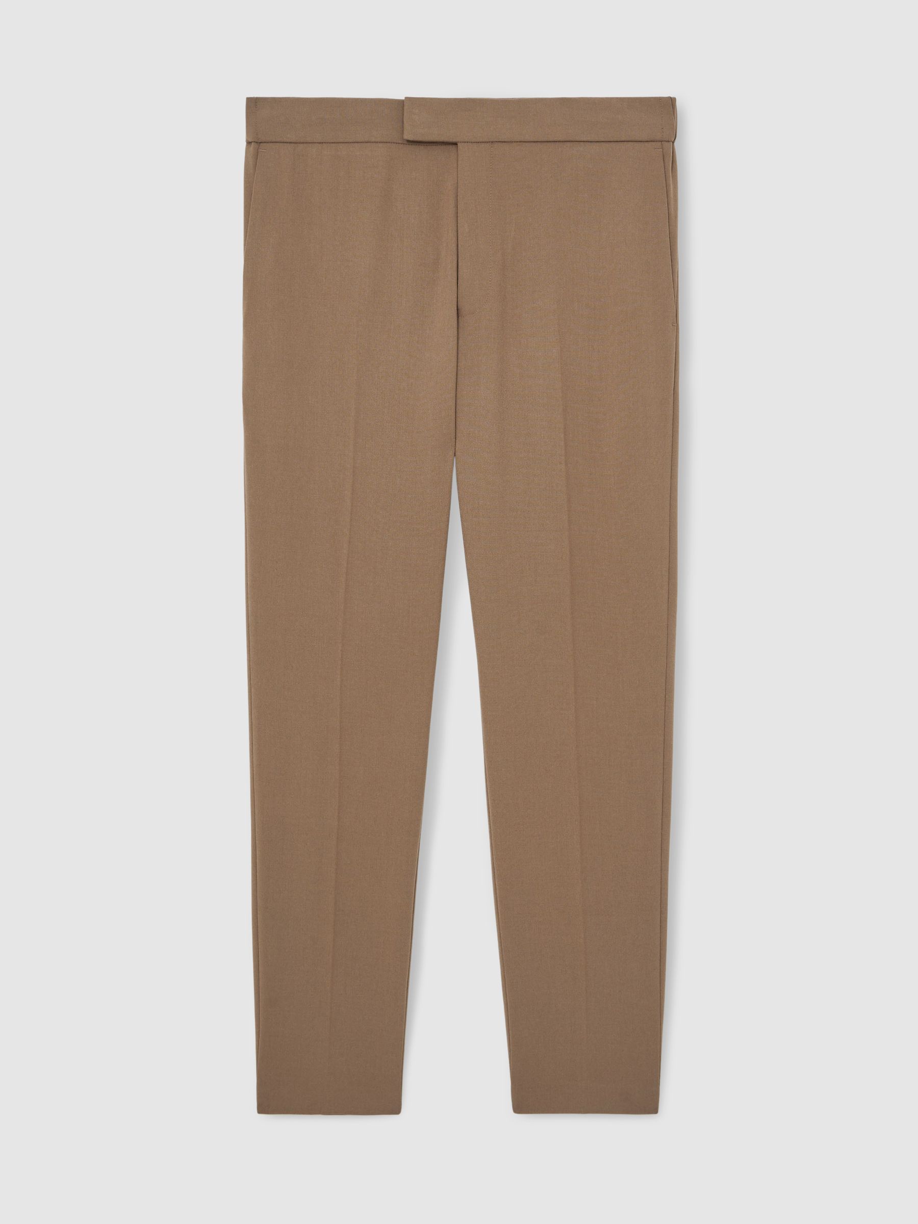 Stretch Slim Fit Drawstring Trousers in Camel