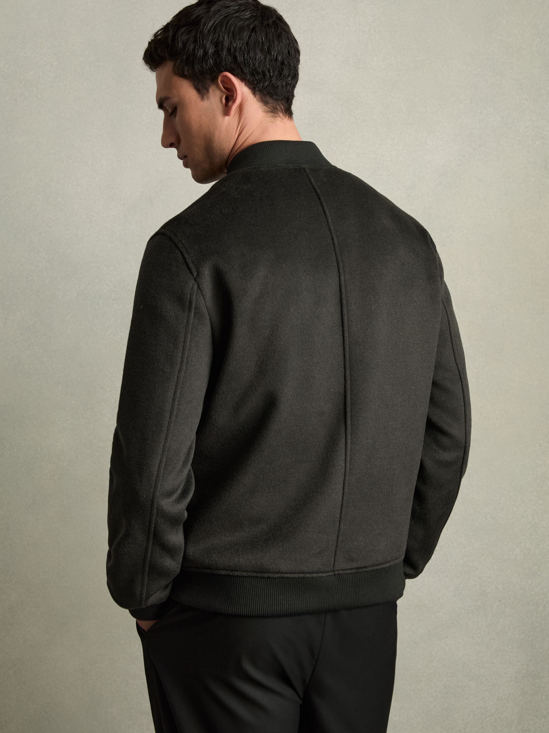 Brushed Wool-Blend Bomber Jacket in Dark Green