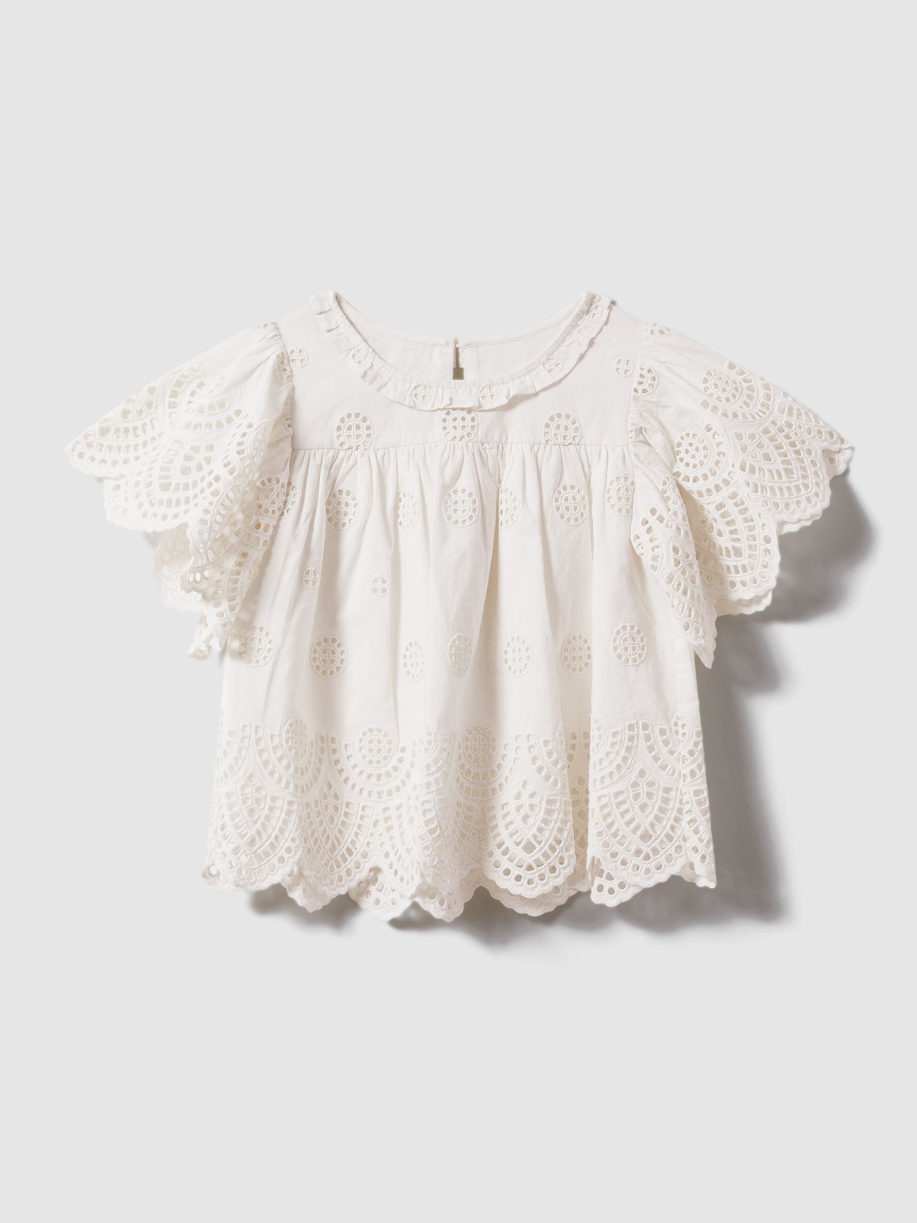9-13 yrs Cotton Broderie Blouse in Ivory