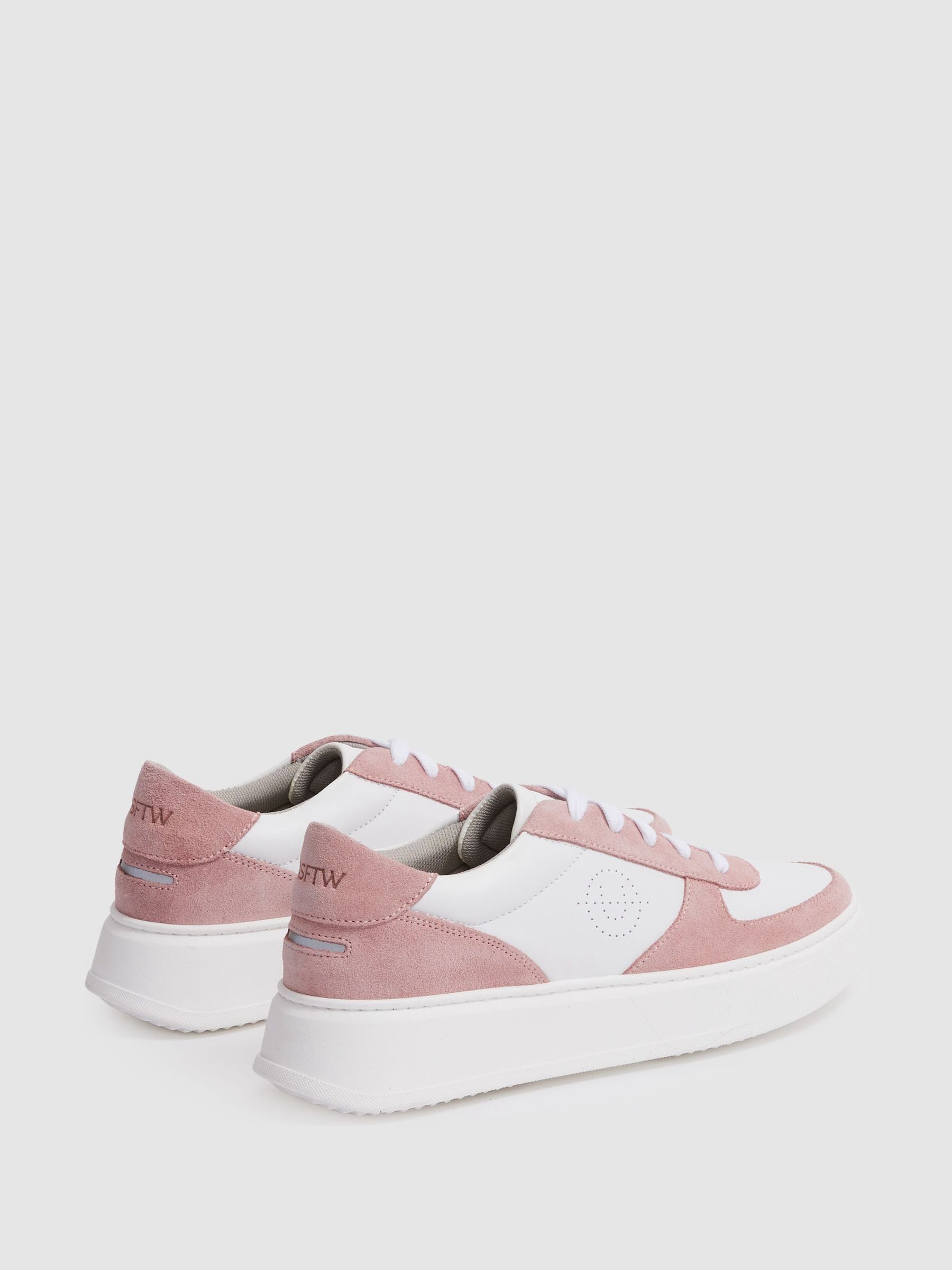 Unseen Footwear Suede and Leather Trainers in Pink/White