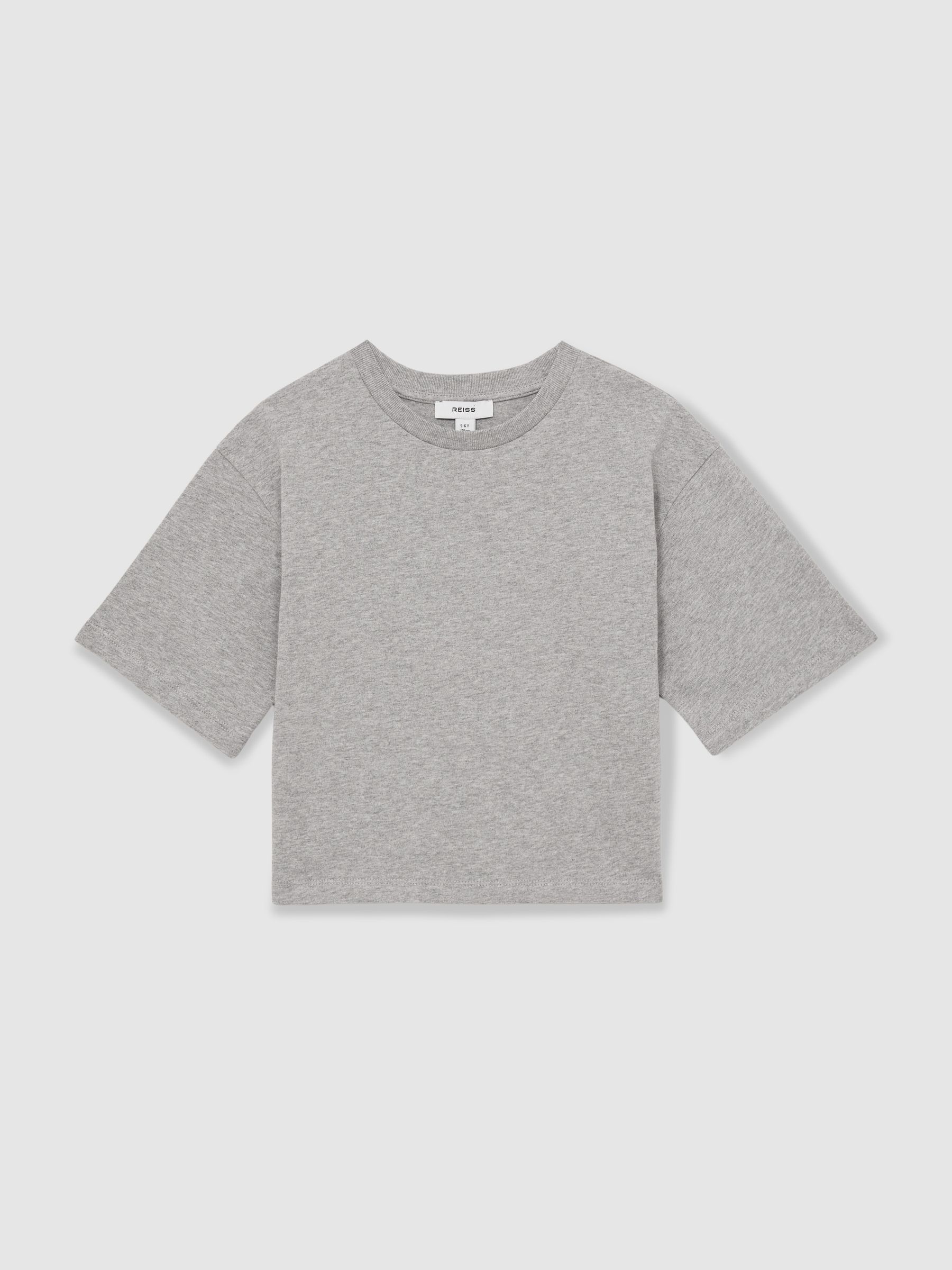 9-13 yrs Oversized Cotton Crew-Neck T-Shirt in Grey Marl