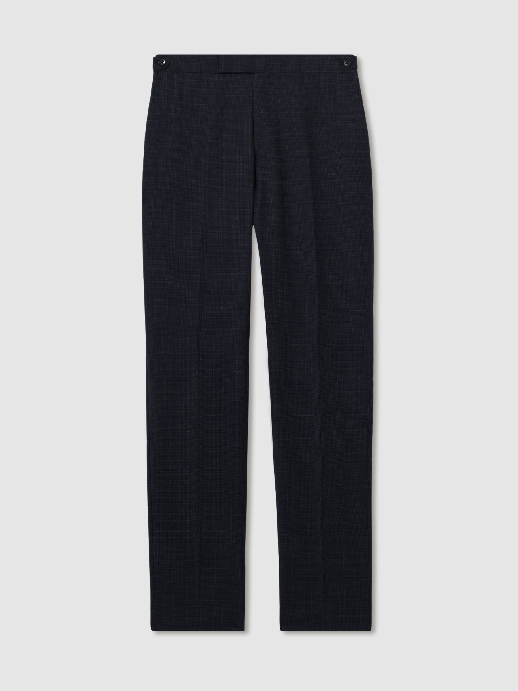 Slim-Fit Wool-Blend Textured Tailored Trousers in Navy