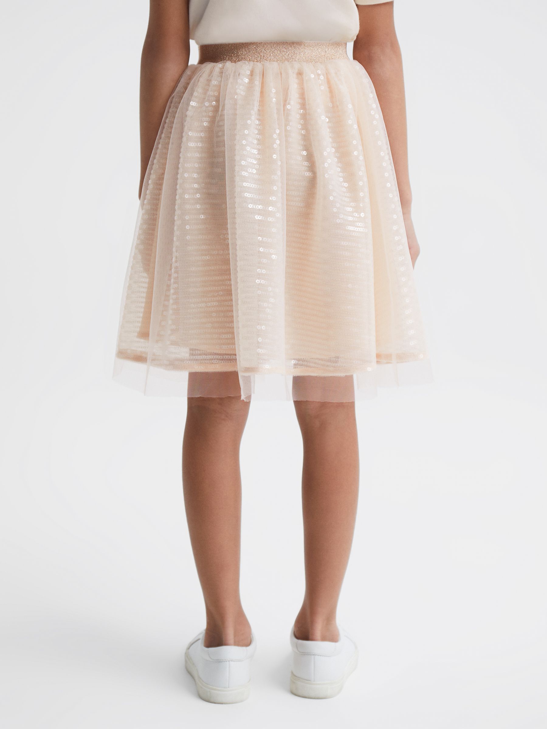 4-9 yrs Sequin Midi Skirt in Pale Pink