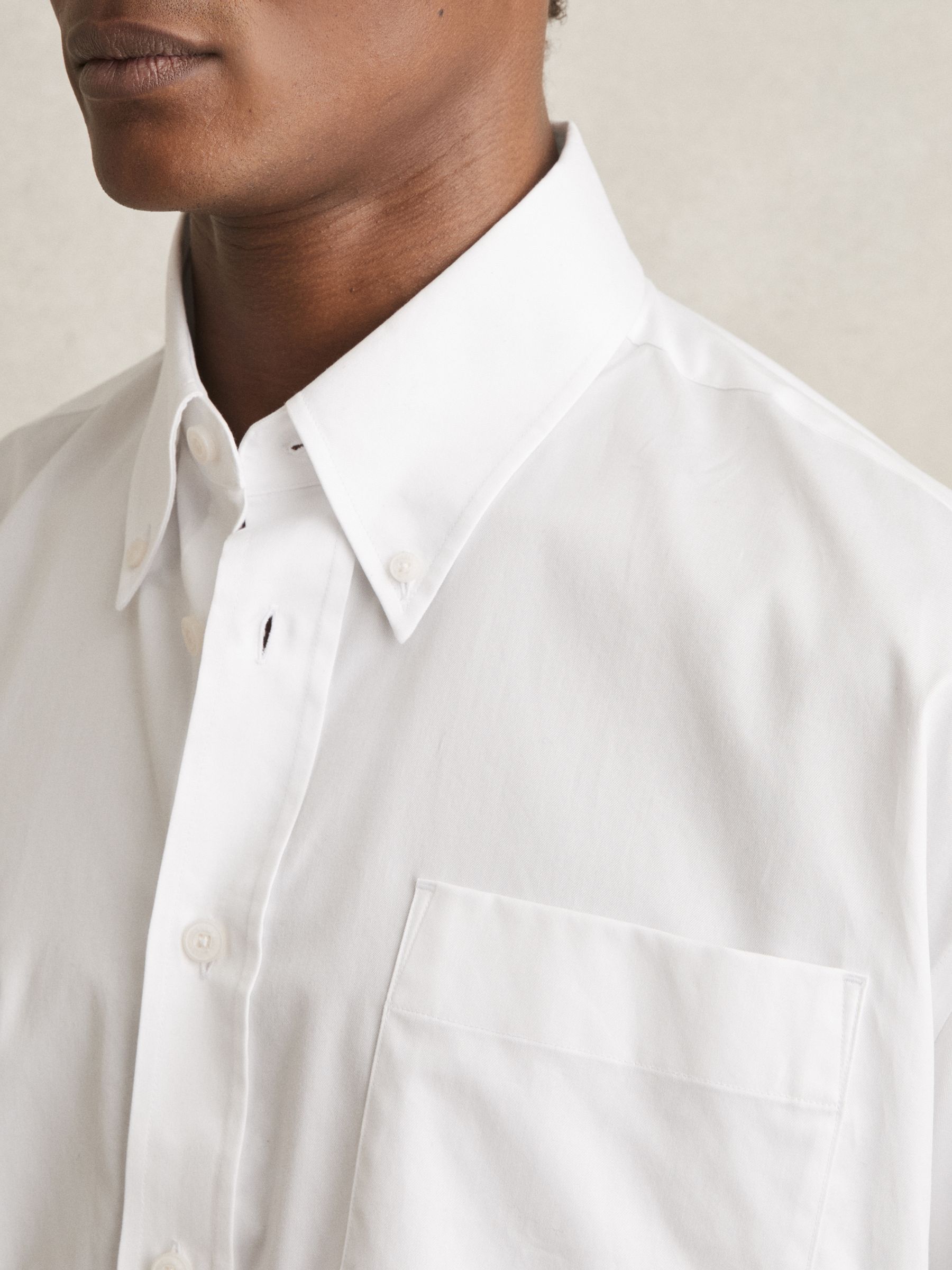 Cotton Oversized Long-Sleeve Shirt in White