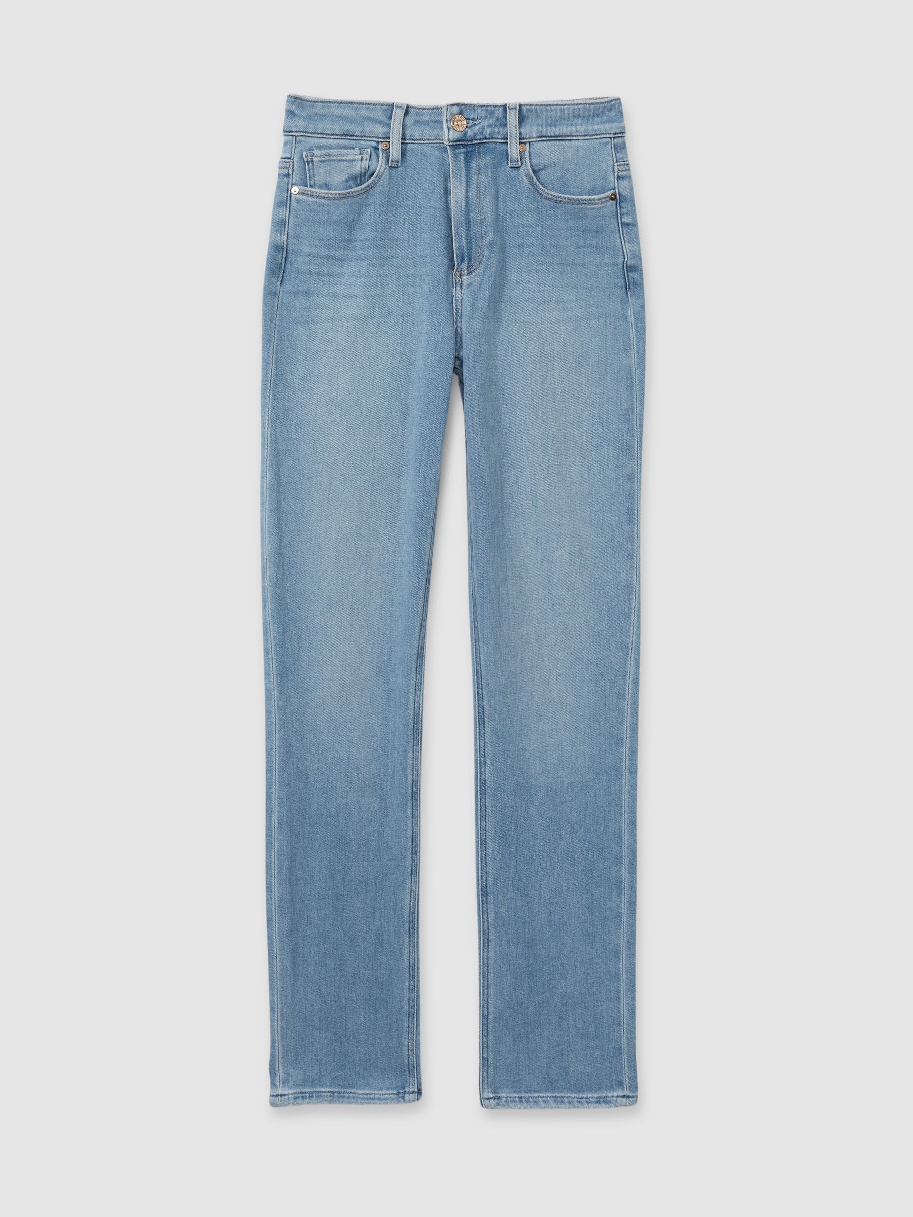 Paige High Rise Straight Leg Jeans in Canvases Blue