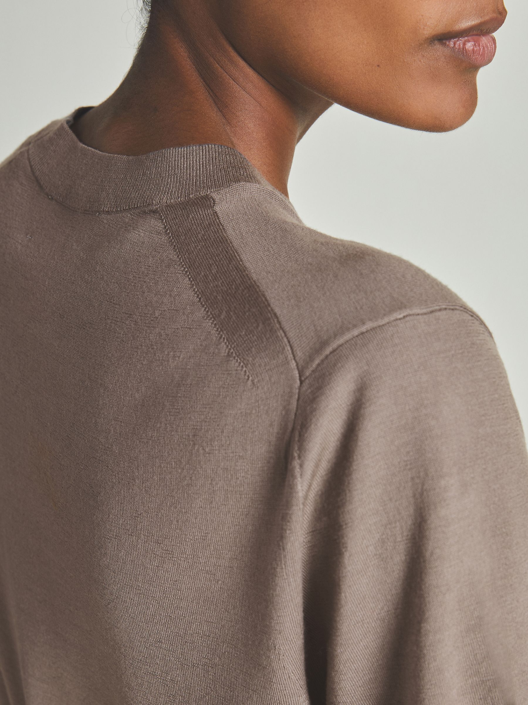 Reiss | Les 100 Ciels Noble-Wool Long-Sleeve Jumper in Dark Mink