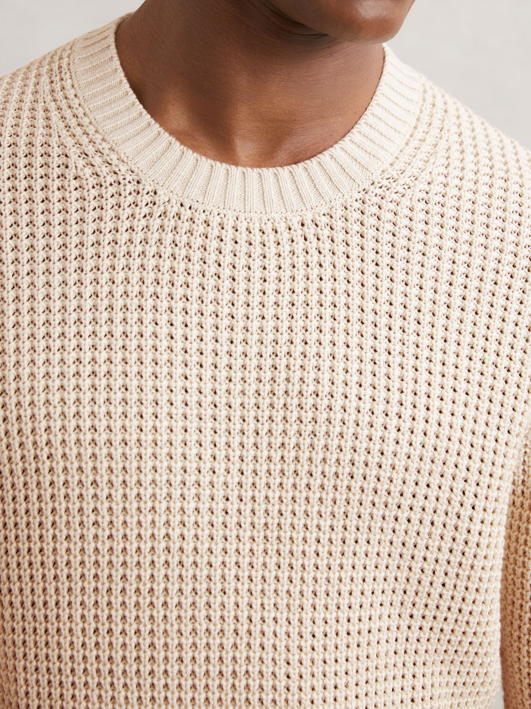 Paige Cotton Waffle-Knit Sweater in Natural