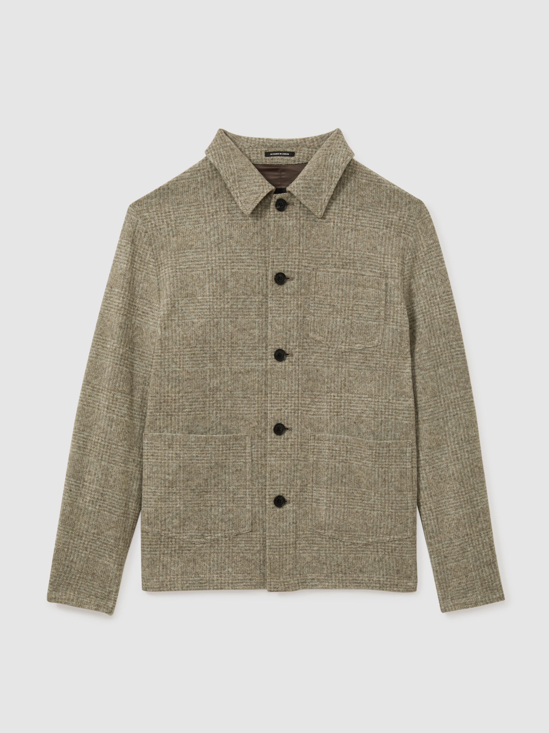 Marble Oatmeal Check Checked Brushed Workwear Jacket