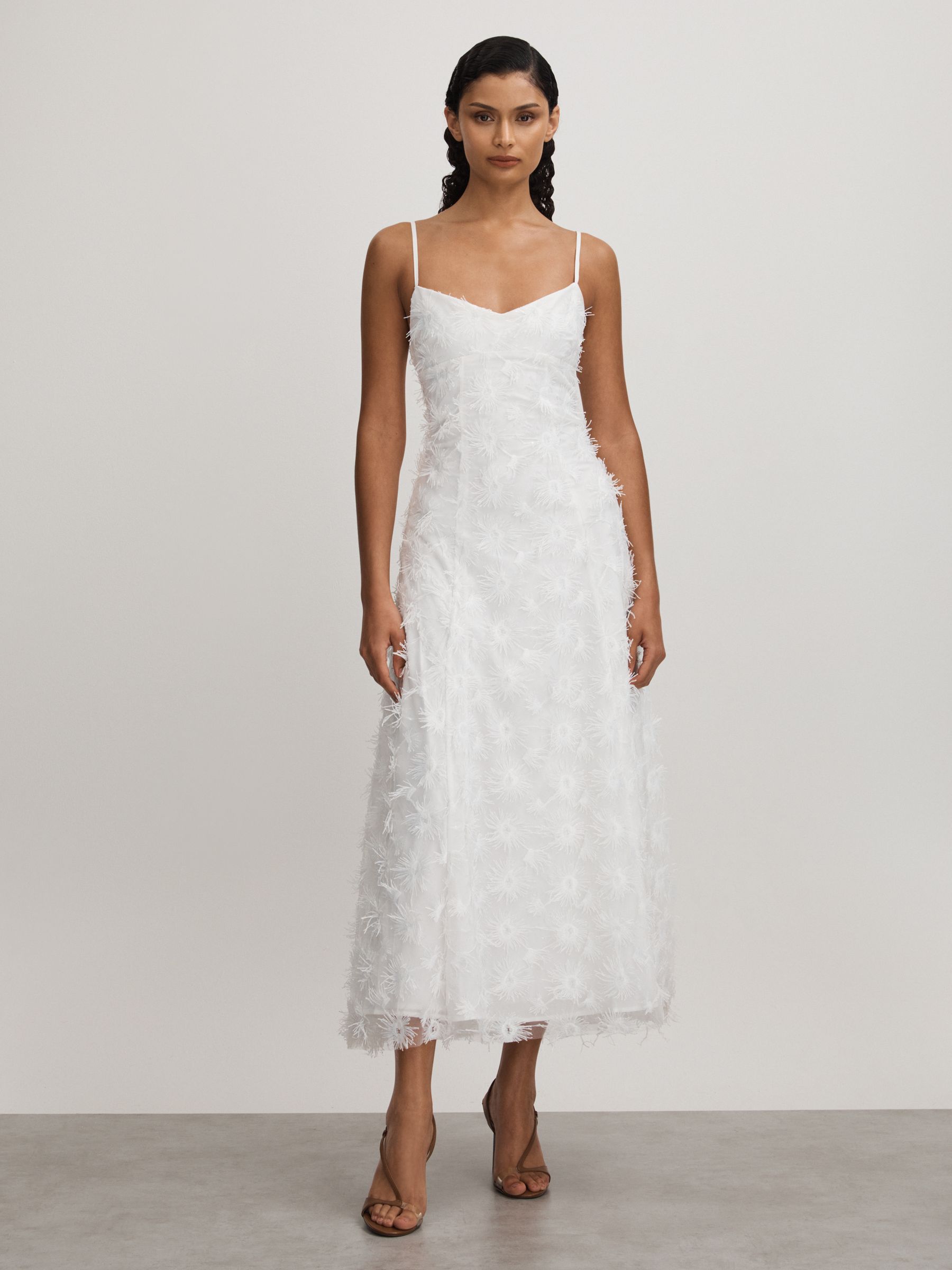 Stella White Anna Quan Applique Drop Waist Maxi Dress