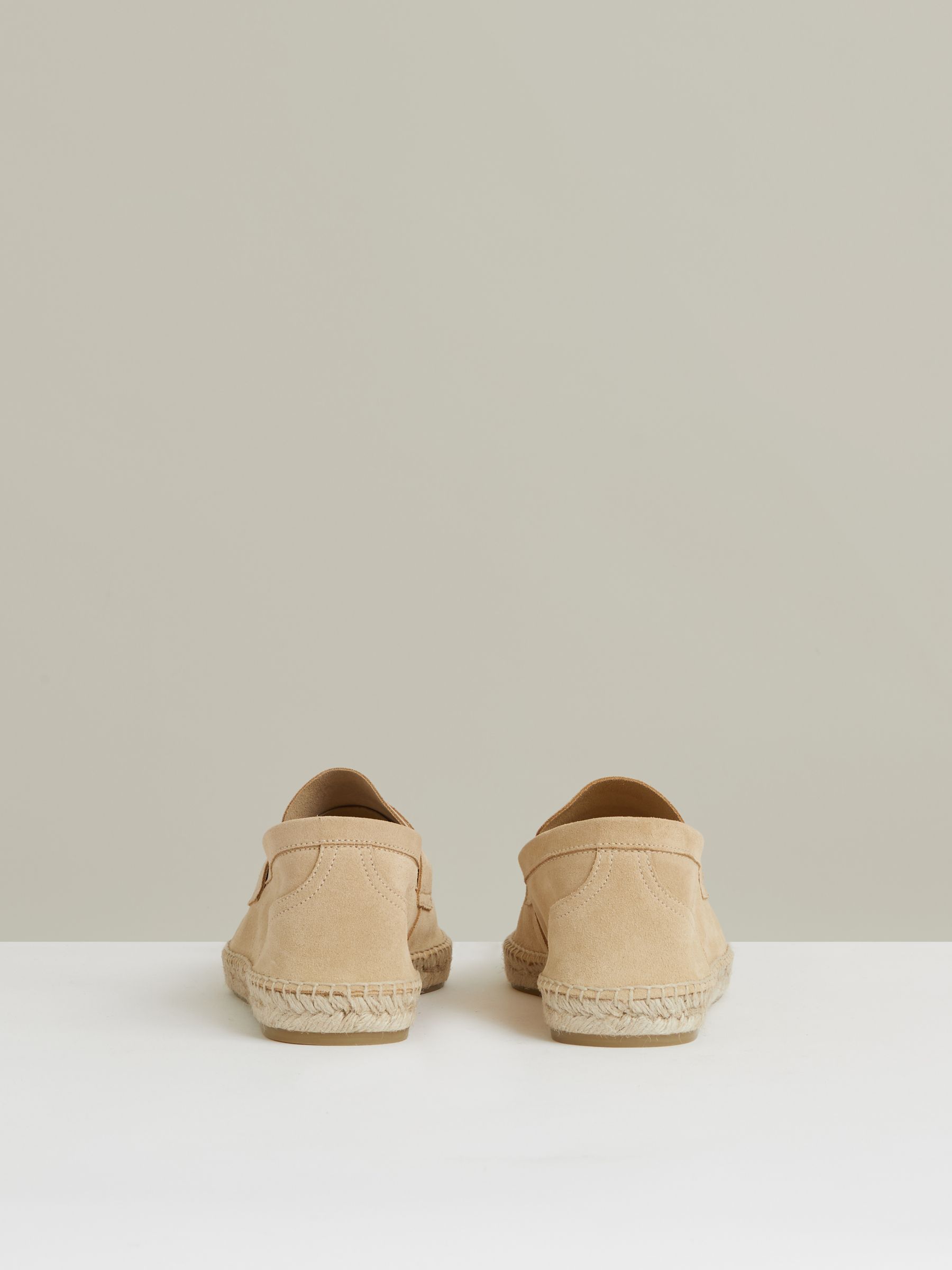 Suede Penny-Strap Espadrilles in Sand Yellow
