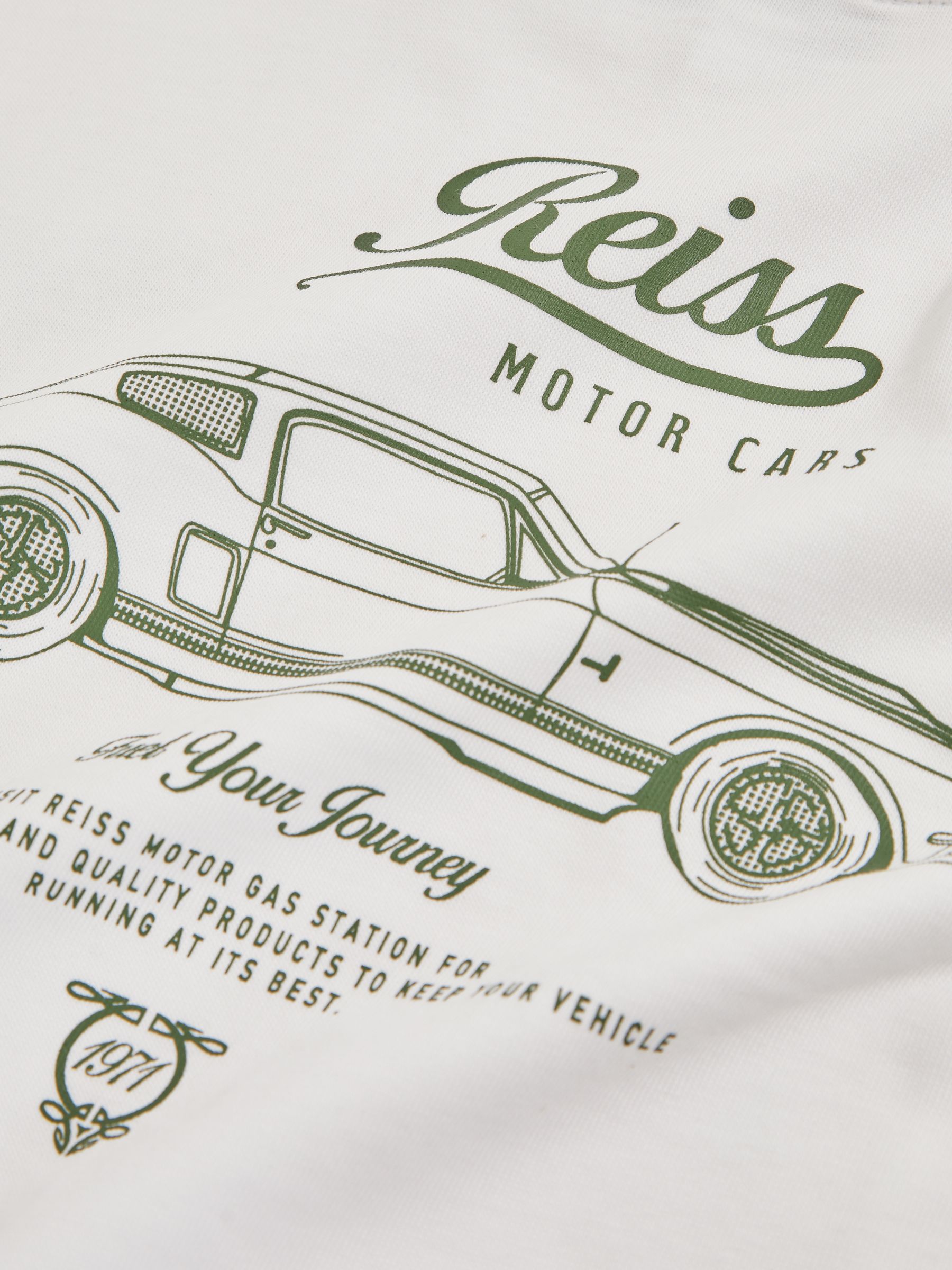 3-9 yrs Cotton Motor Cars-Print T-Shirt in White/Green