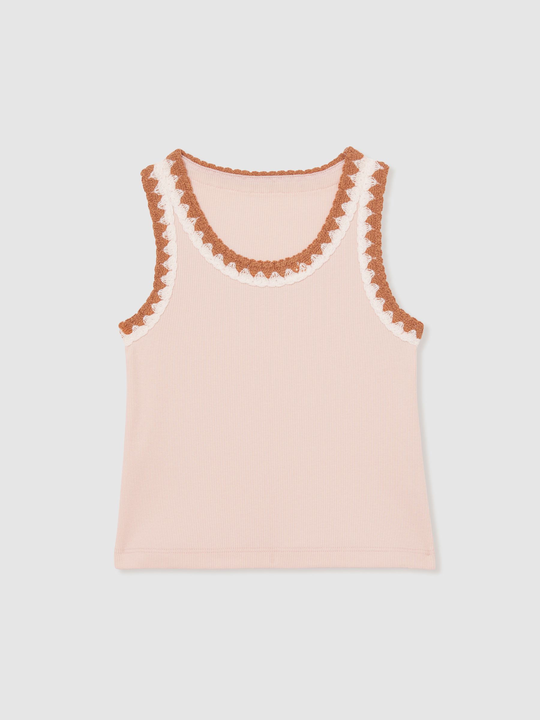 4-9 yrs Cotton Crochet-Trim Vest in Pink