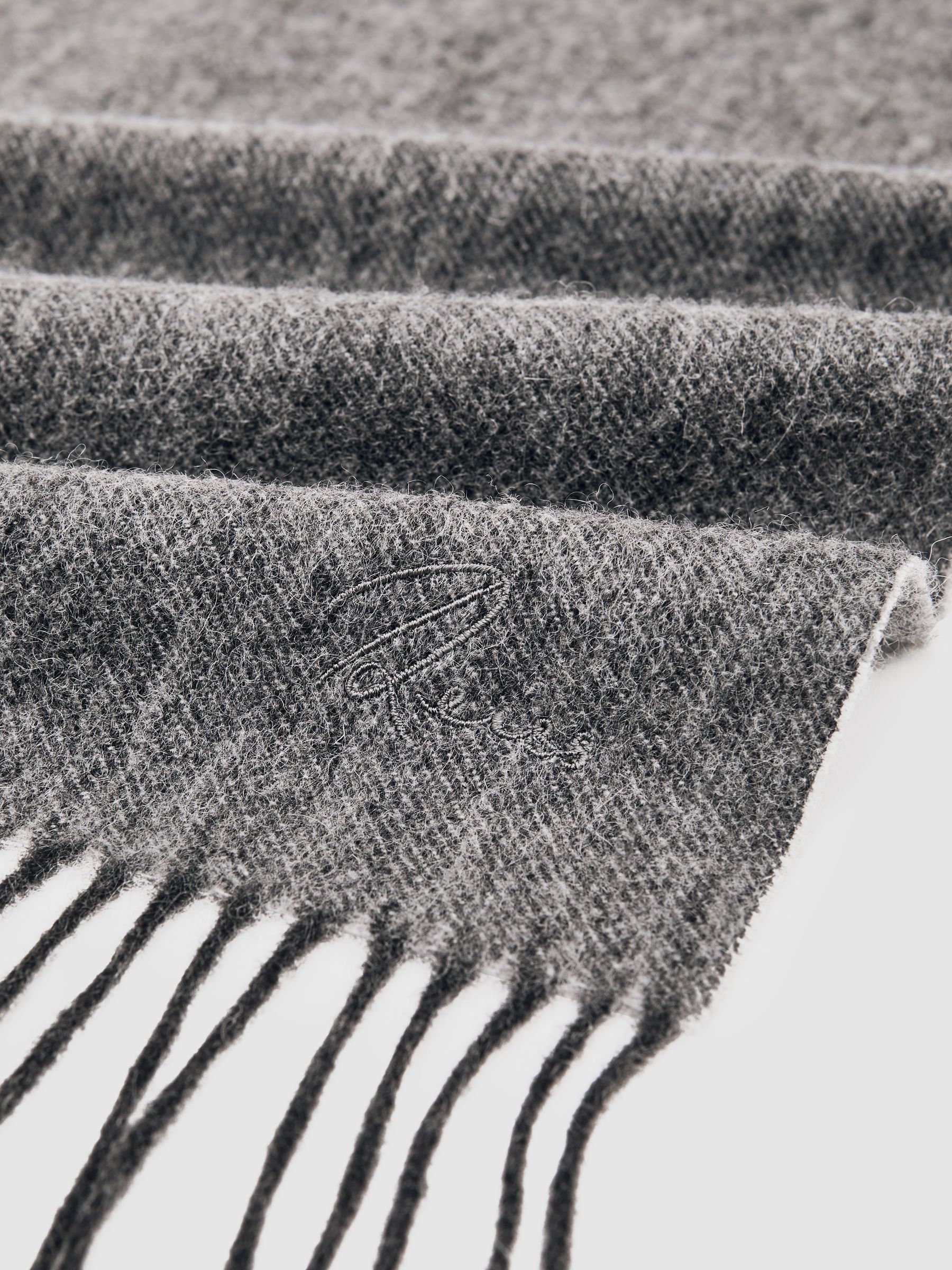 Cashmere Blend Scarf in Mid Grey Melange/Light Grey