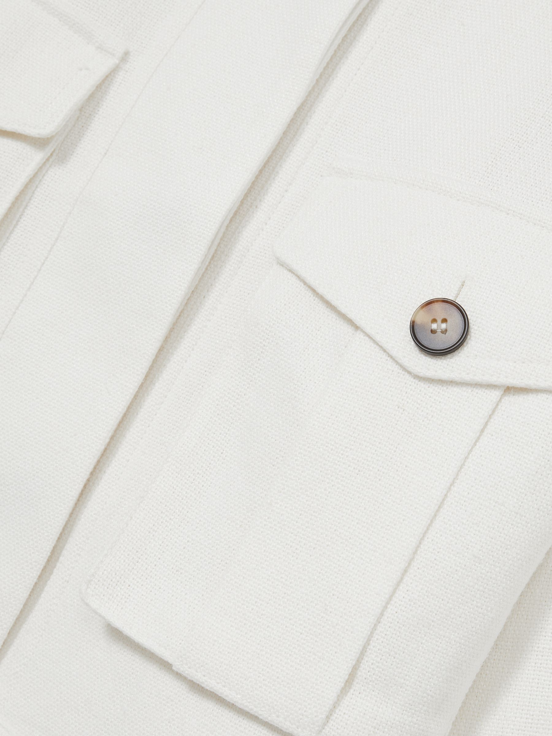 Linen-Blend Twin-Pocket Jacket in White
