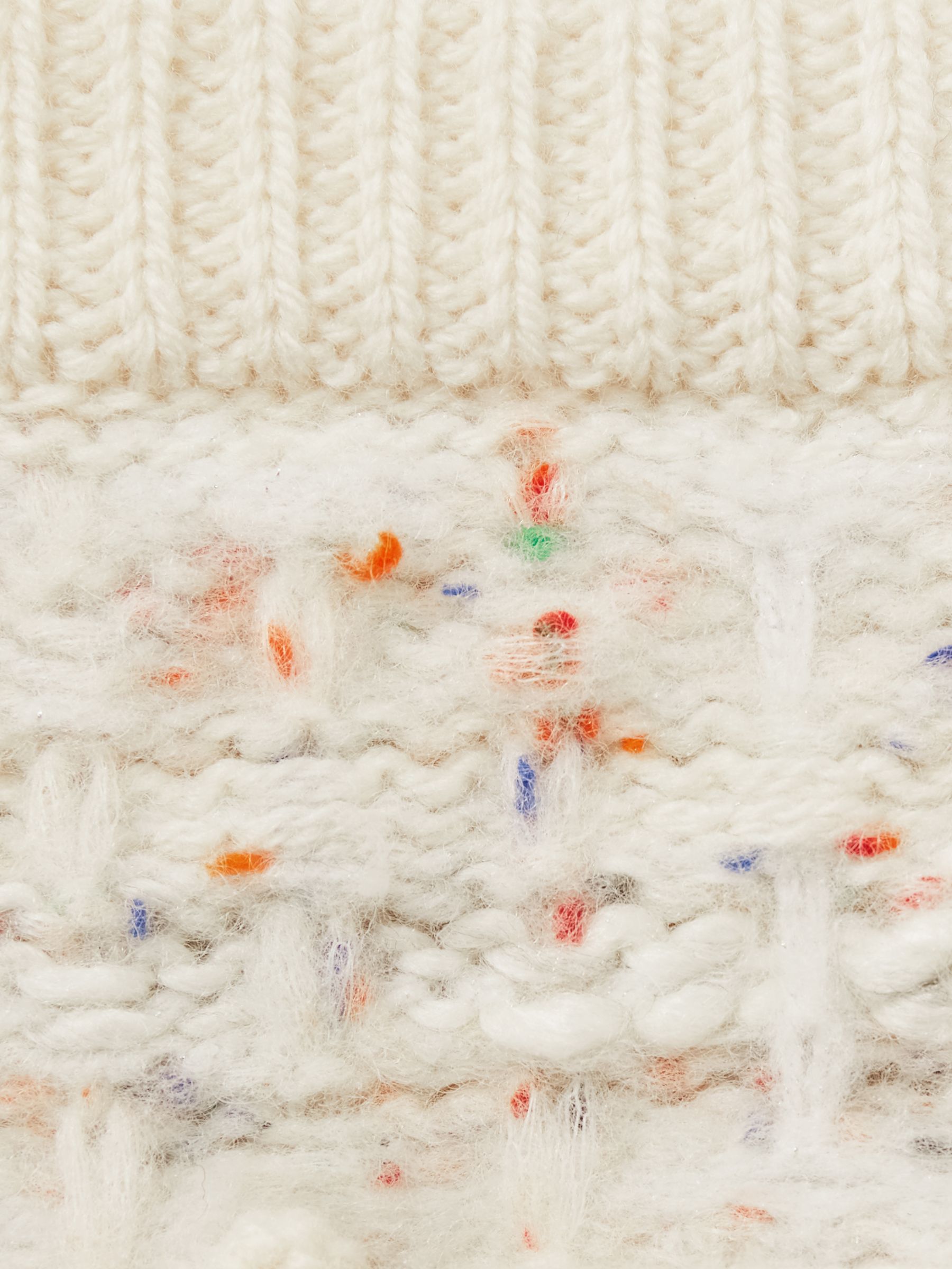 9-13 yrs Tweed-Effect Knitted Mini Skirt with Merino in Cream