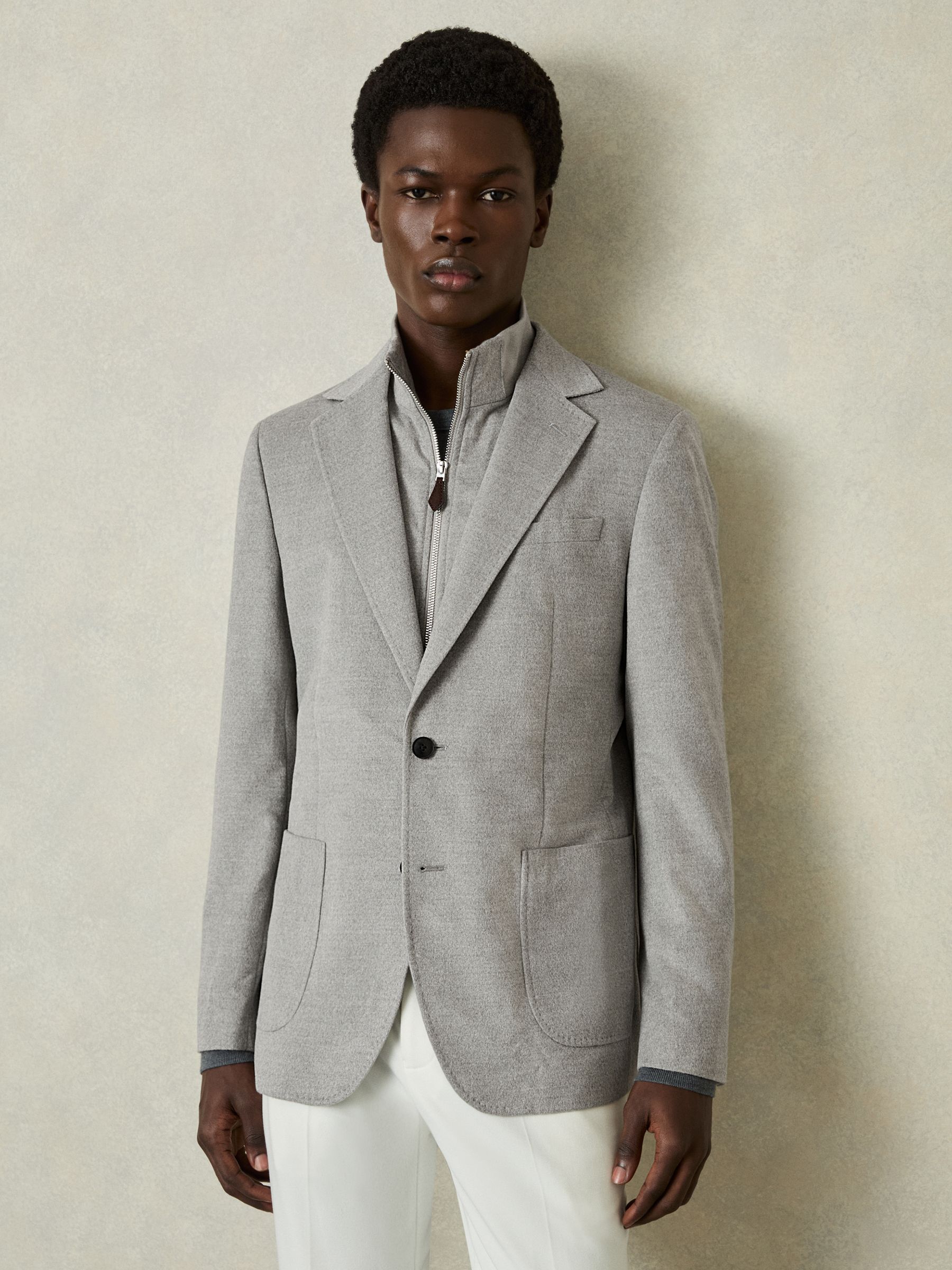 Single-Breasted Blazer With Gilet Insert Regular-Fit in Grey