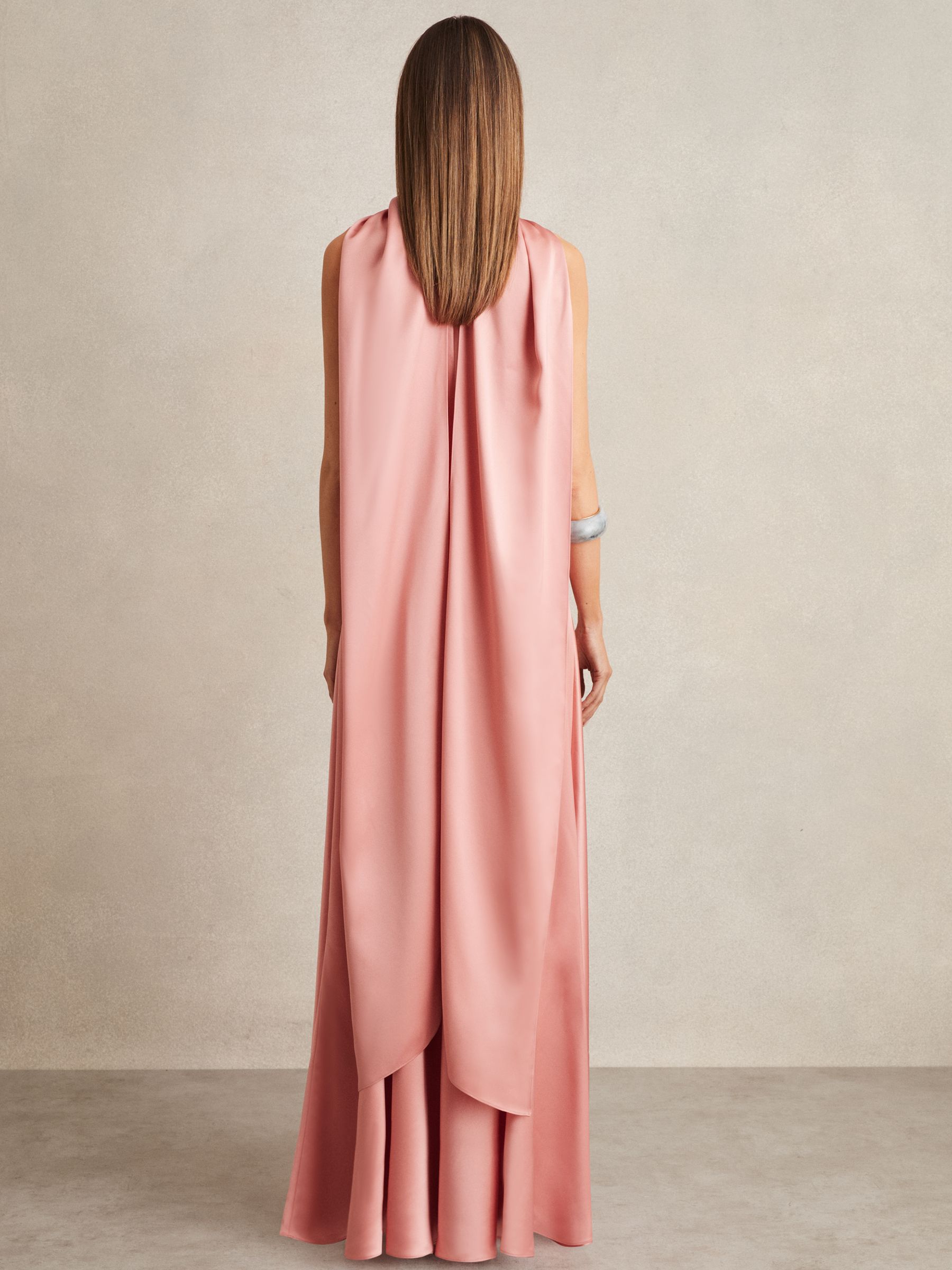 Petite Satin Cape Maxi Dress in Pink
