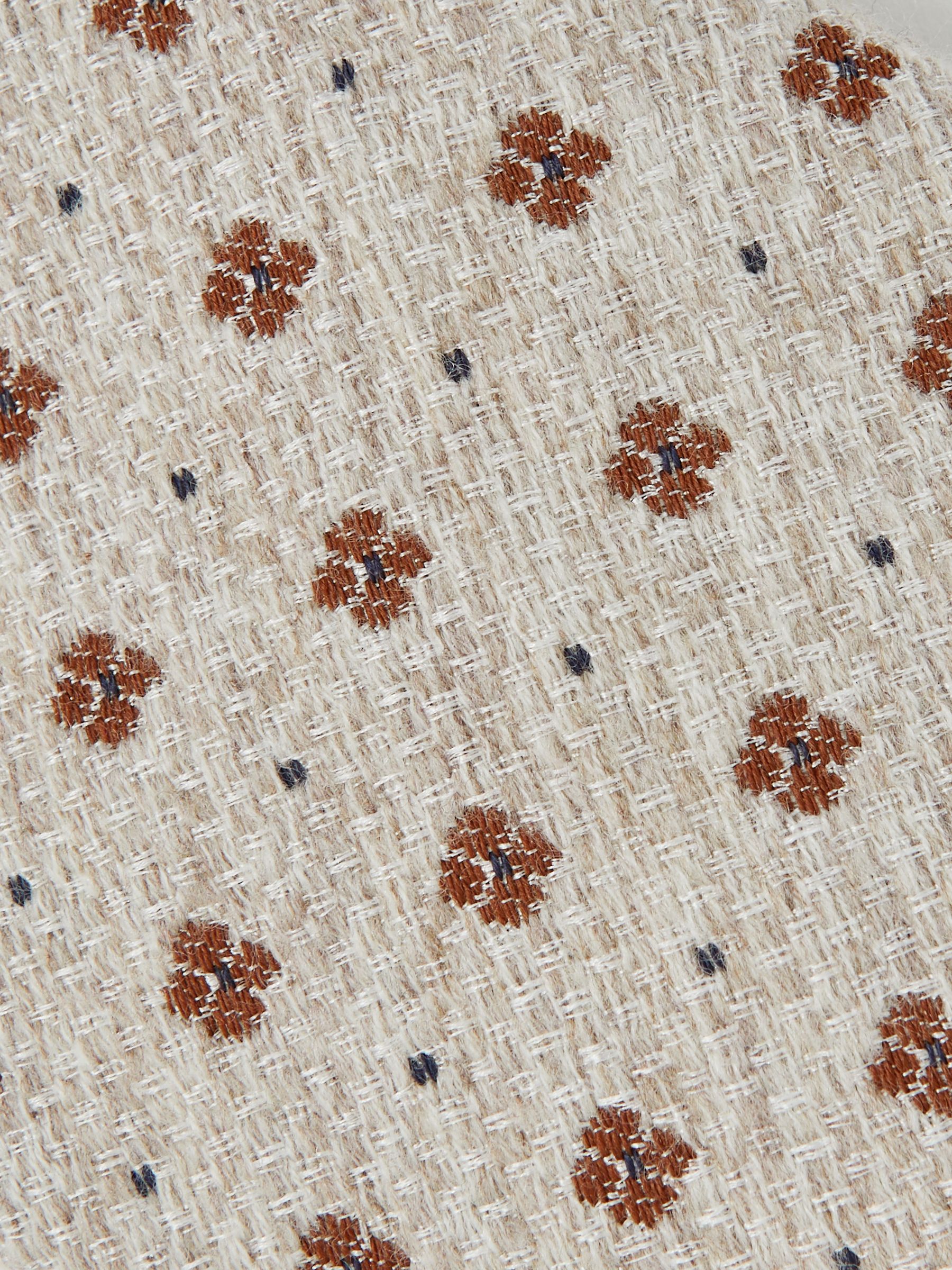 Wool-Silk Floral-Medallion Tie in Oatmeal Melange