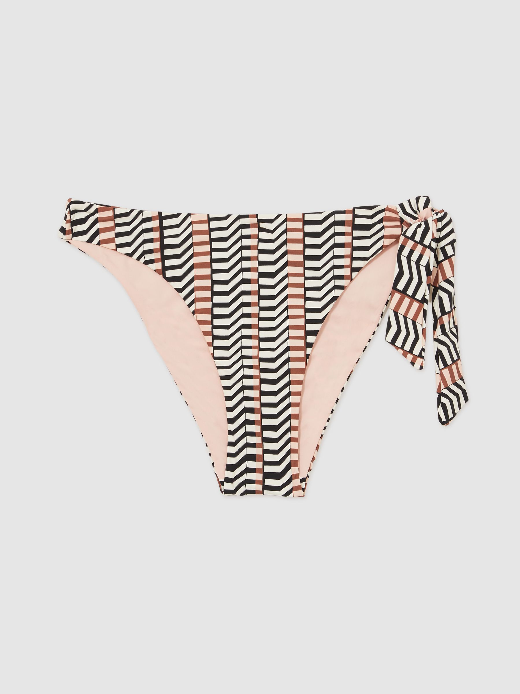 Chevron-Stripe Bikini Bottoms in Black/Brown