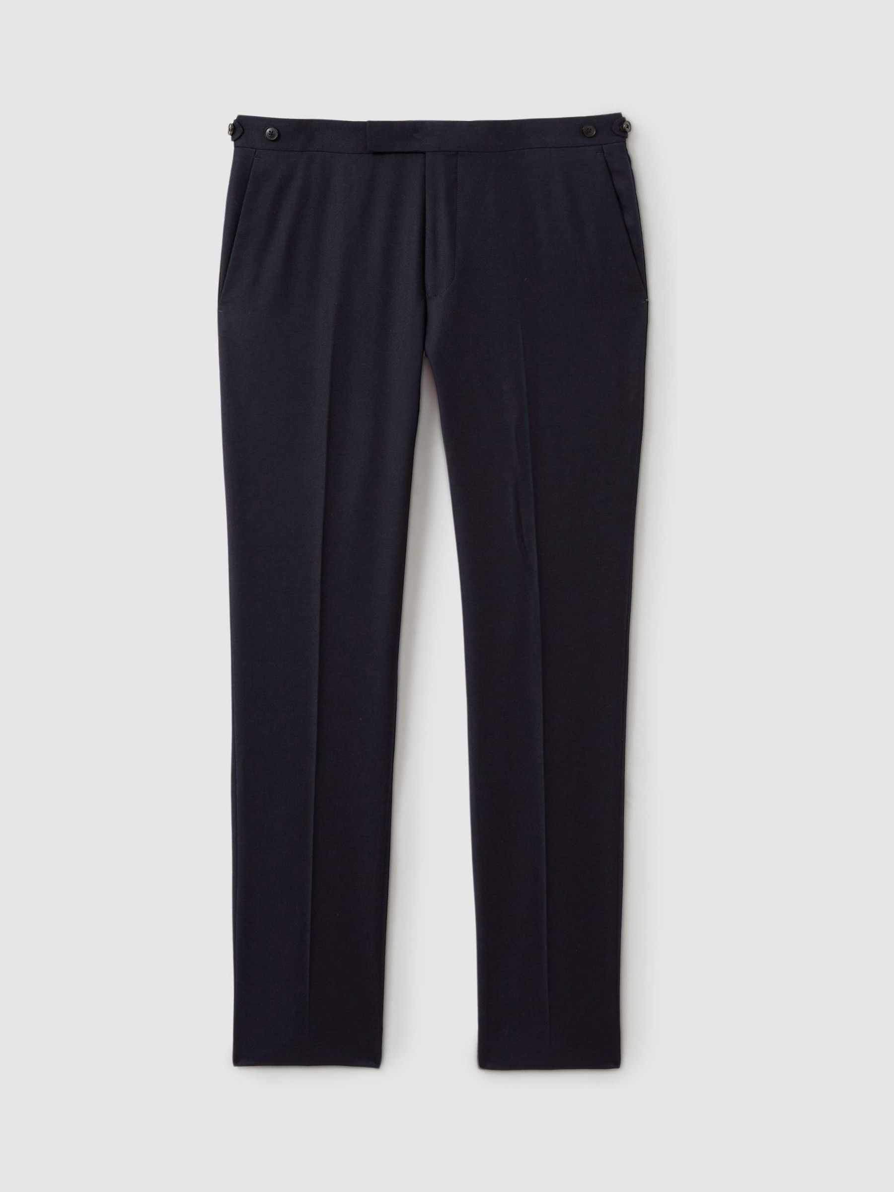 Wool-Blend Flannel Suit Trousers in Navy