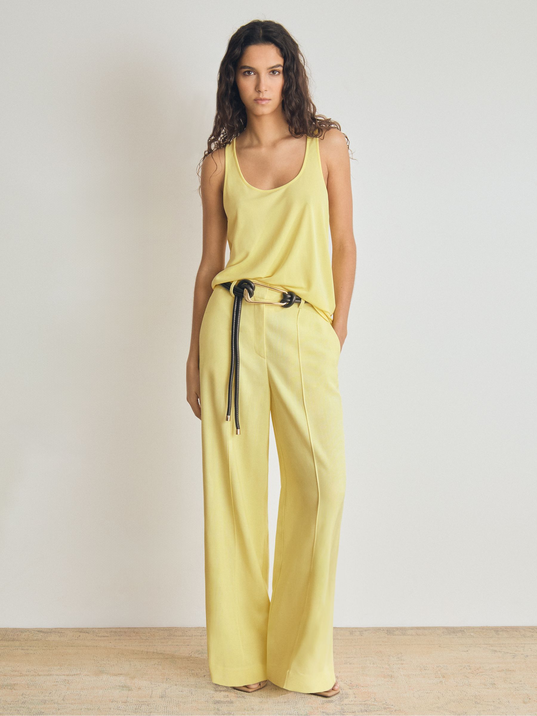 Atelier Wide-Leg Suit Trousers in Lemon