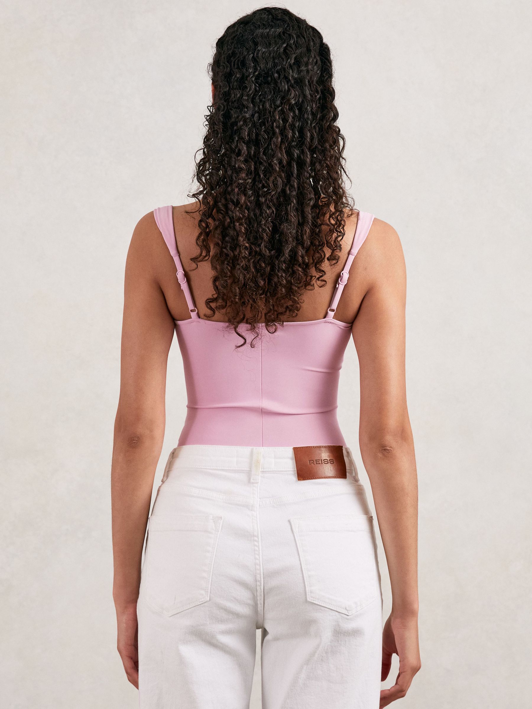 Good American Scuba Sweetheart Bodysuit in Light Pink