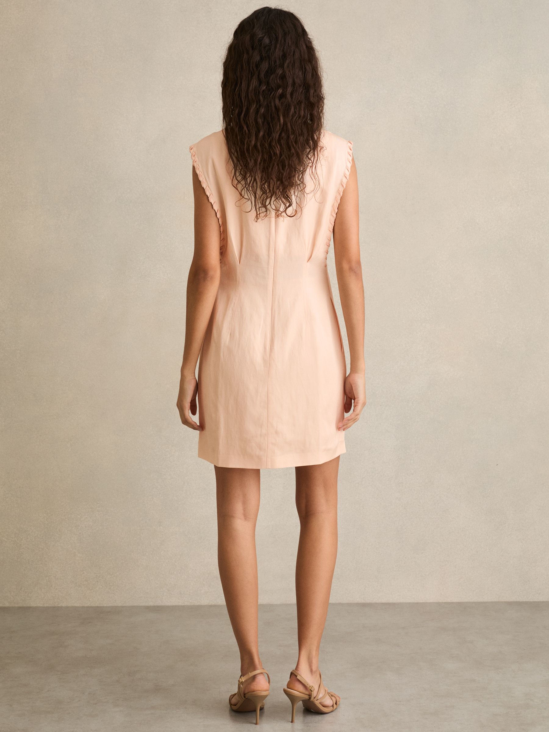 Whipstitch Sleeveless Shift Dress in Peach
