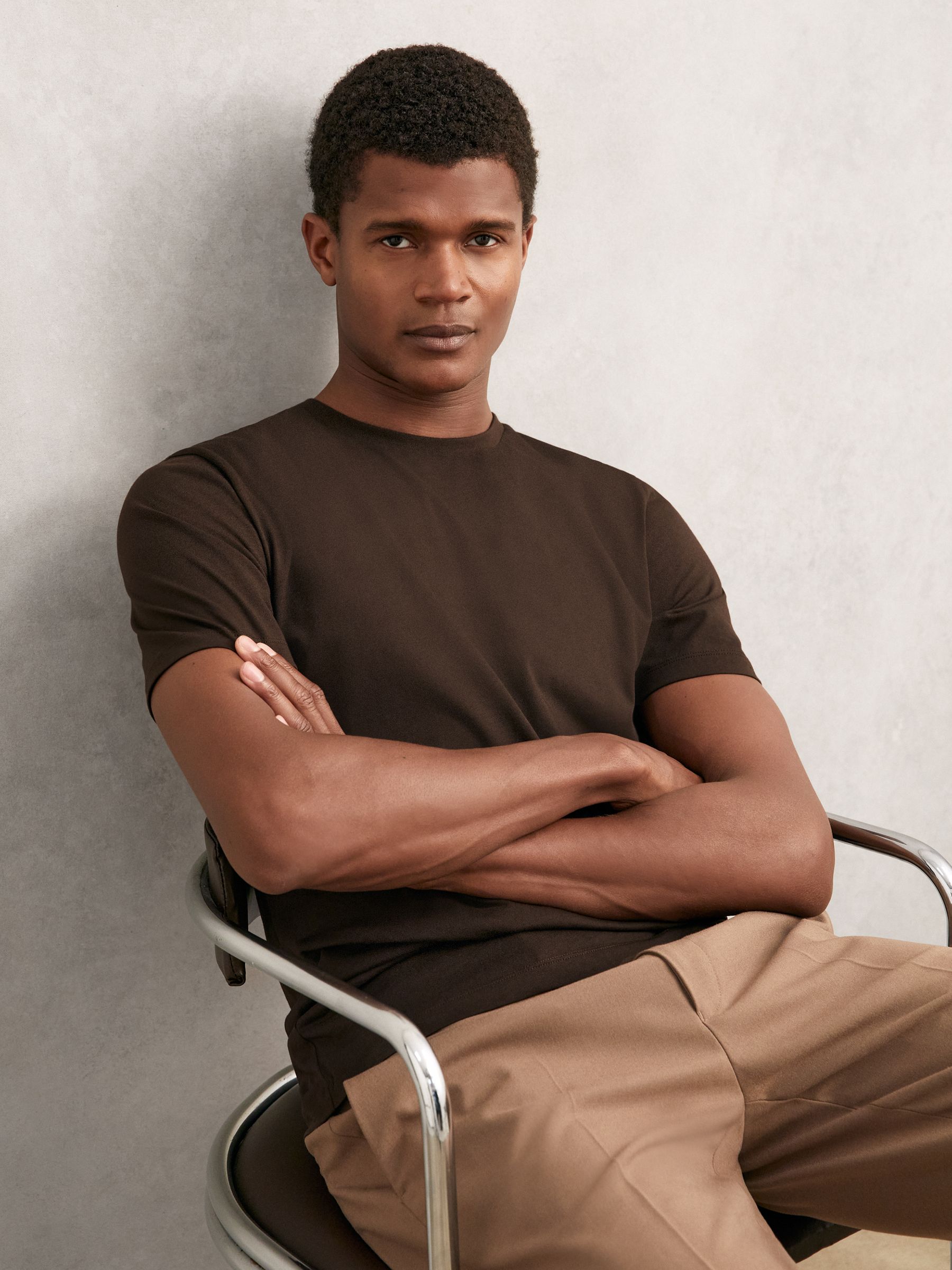 Cotton Crew Neck T-Shirt in Coco Brown