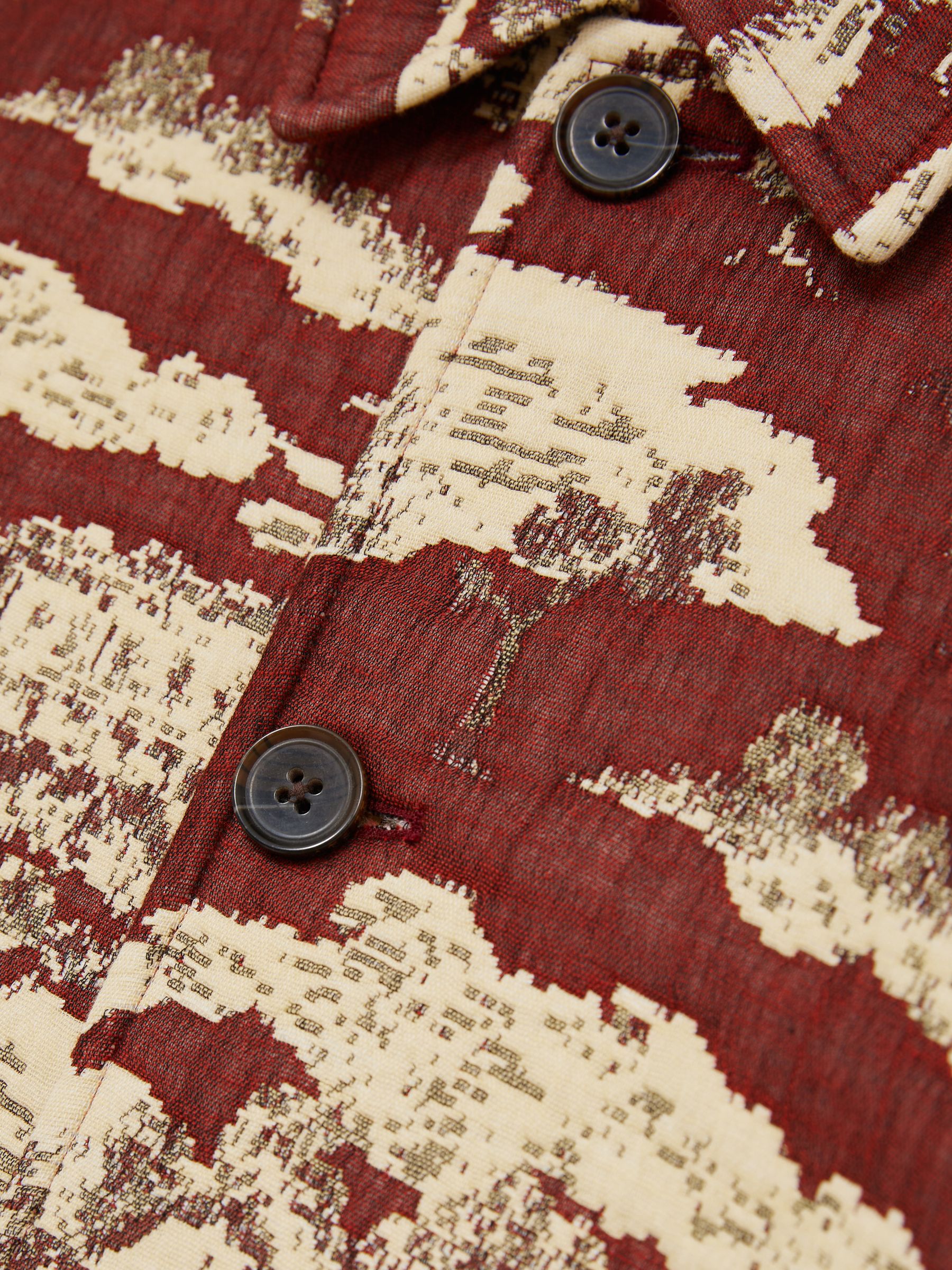 Les Deux Woven Ruins Overshirt in Red/Cream