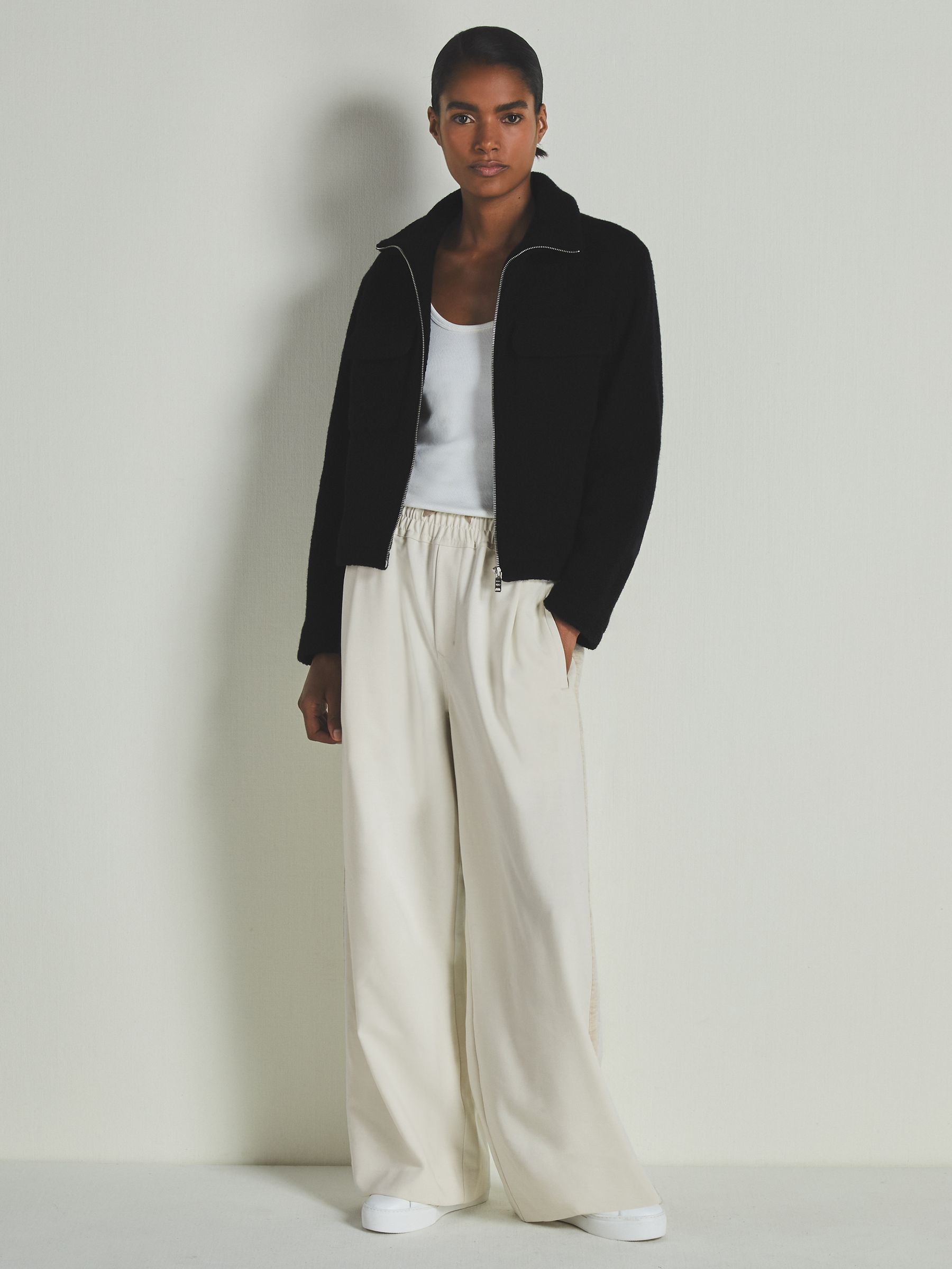 Reiss | Les 100 Ciels Textured Wool Jacket in Black