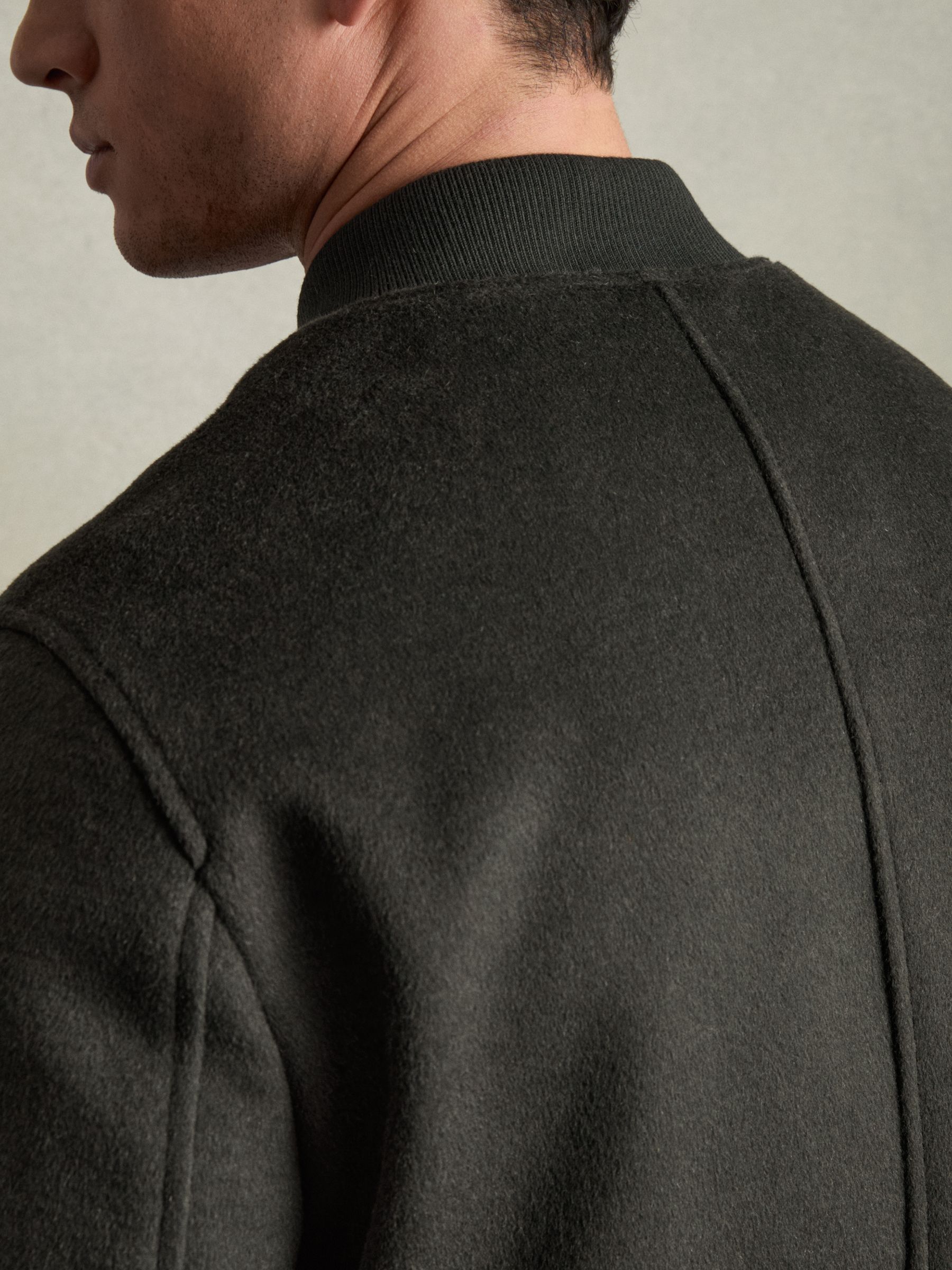 Brushed Wool-Blend Bomber Jacket in Dark Green