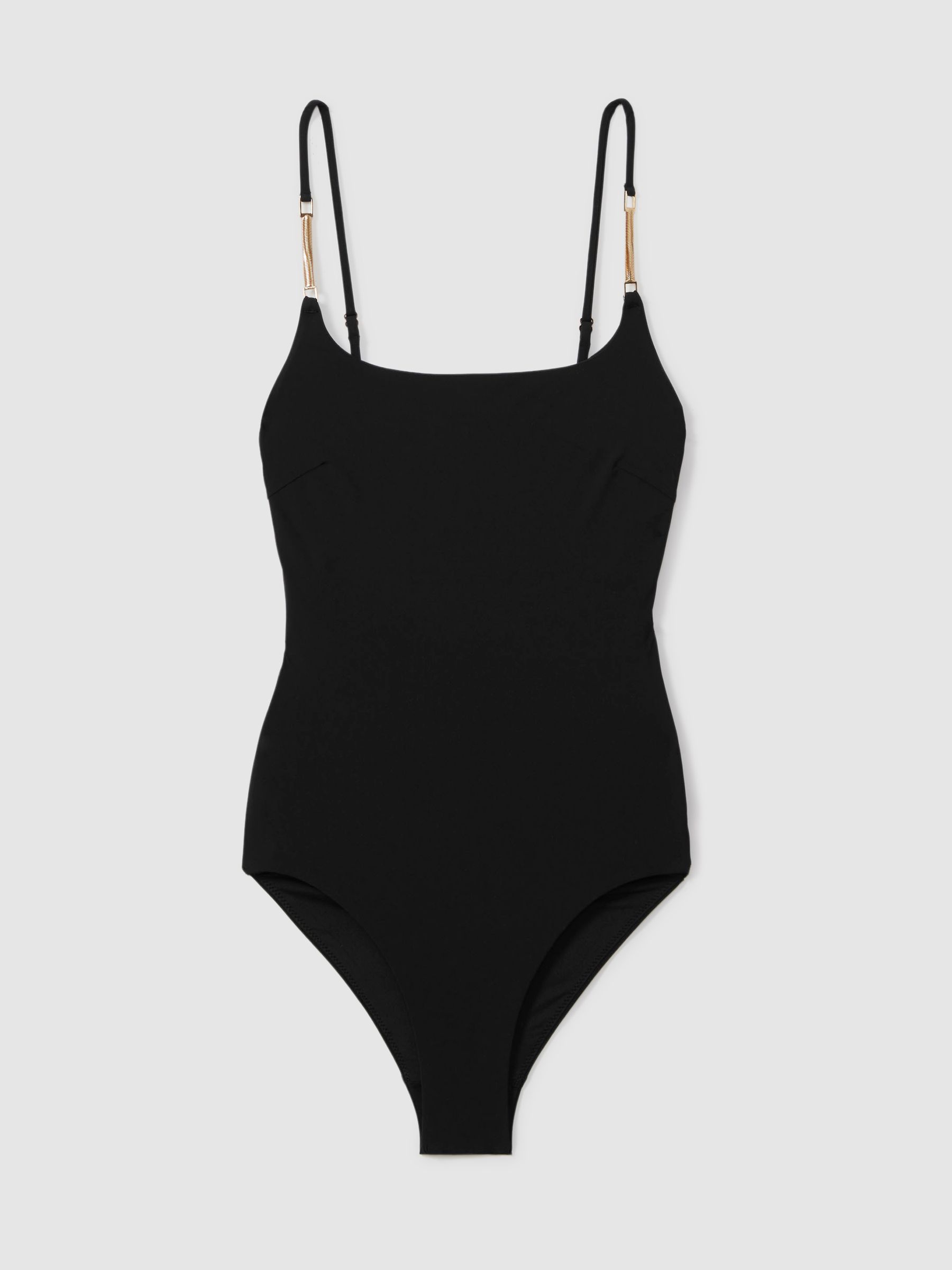 Hardware-Strap Cut-Out Swimsuit in Black