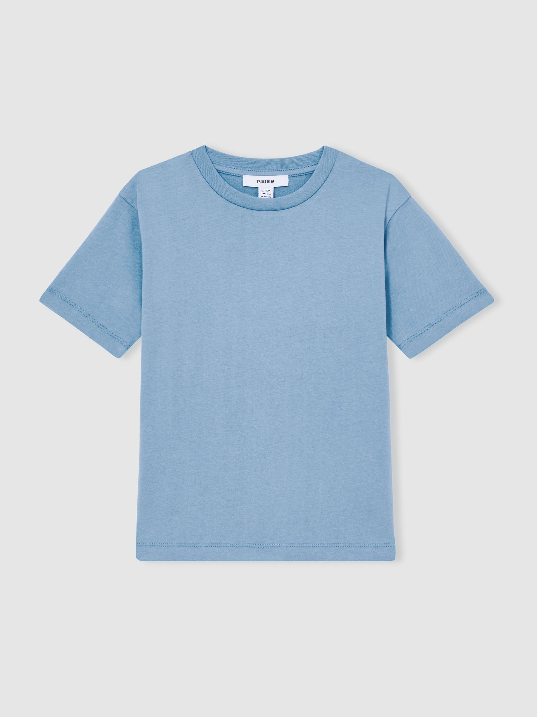 9-13 yrs Cotton Crew-Neck T-Shirt in Dusty Blue