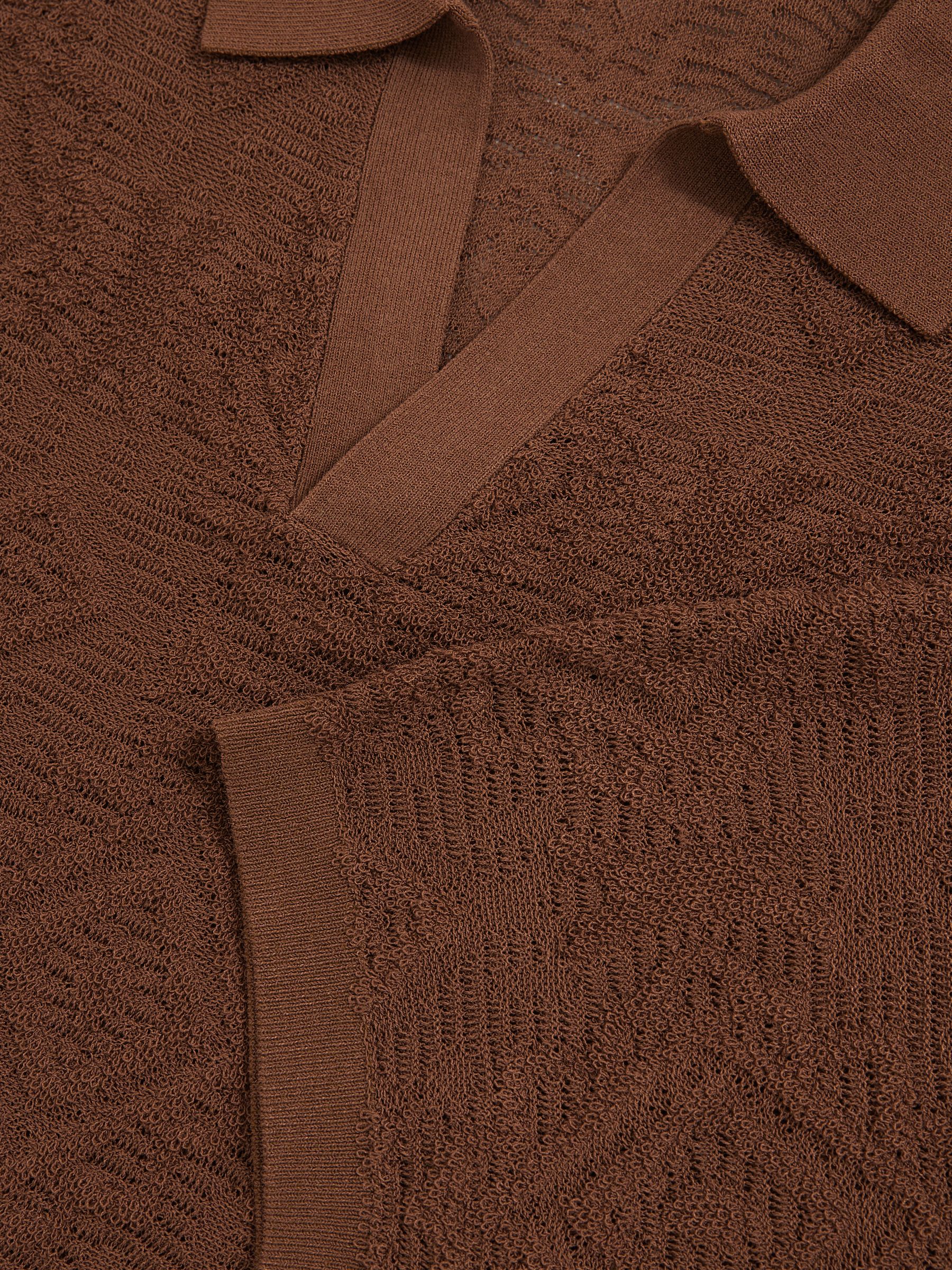 Jacquard Loop-Stitch Polo Shirt in Tobacco