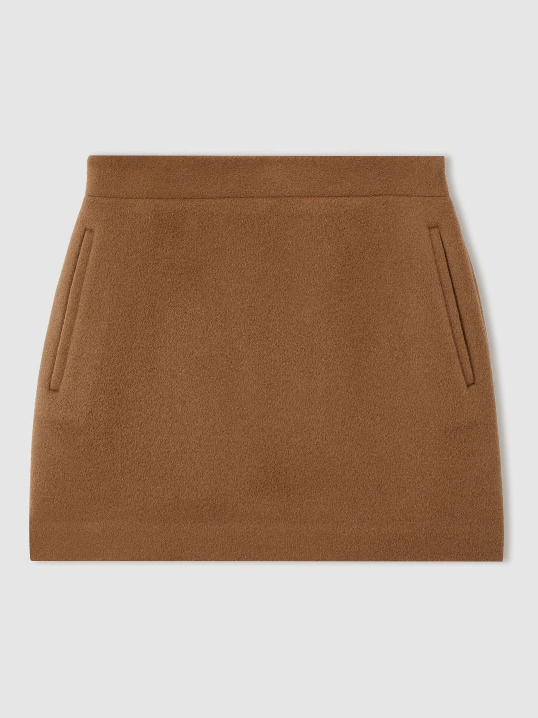 Atelier Virgin Wool and Camel-Blend Suit Skirt in Camel