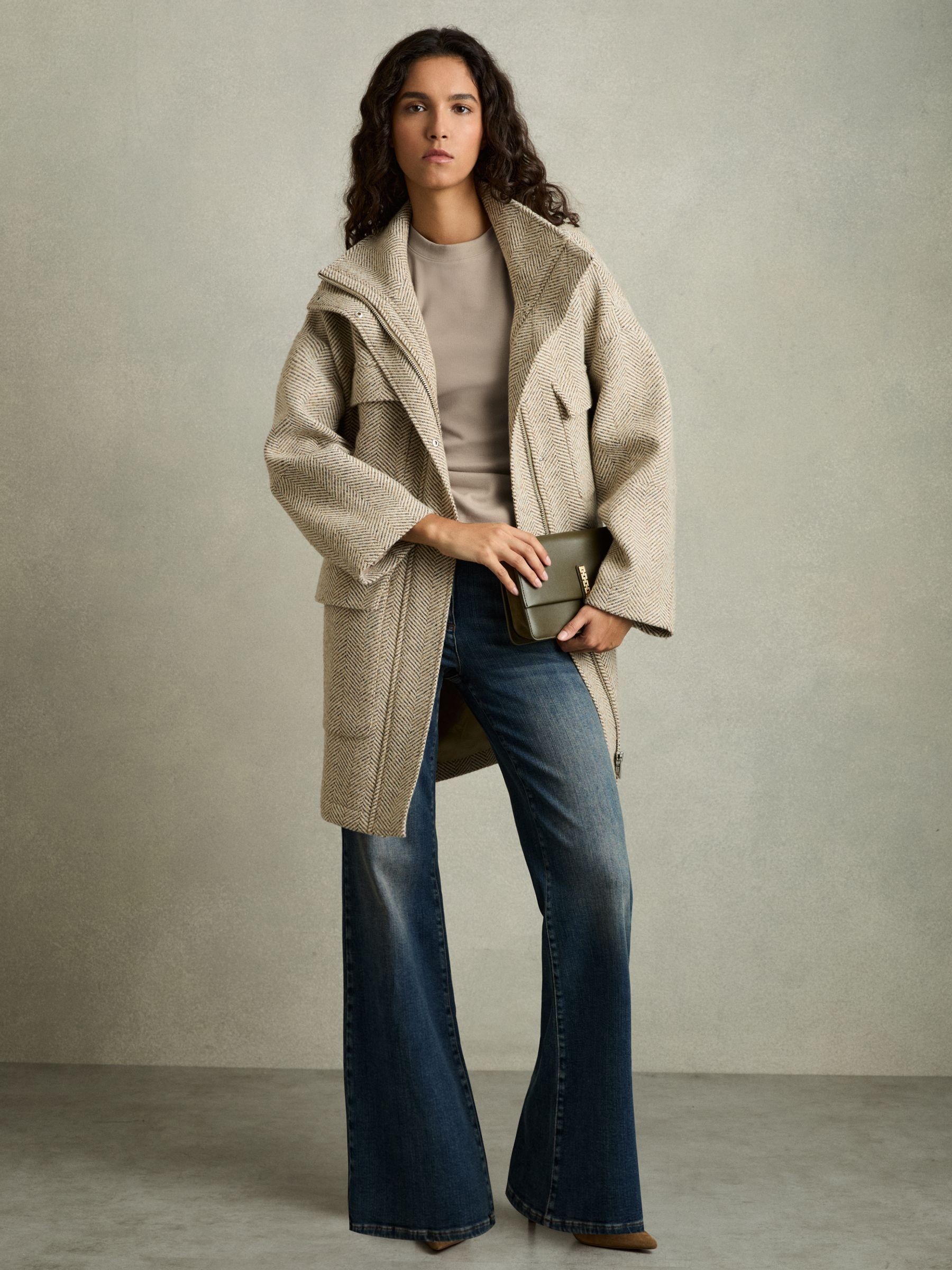 Ribbed Ruched Waist Vest in Light Camel