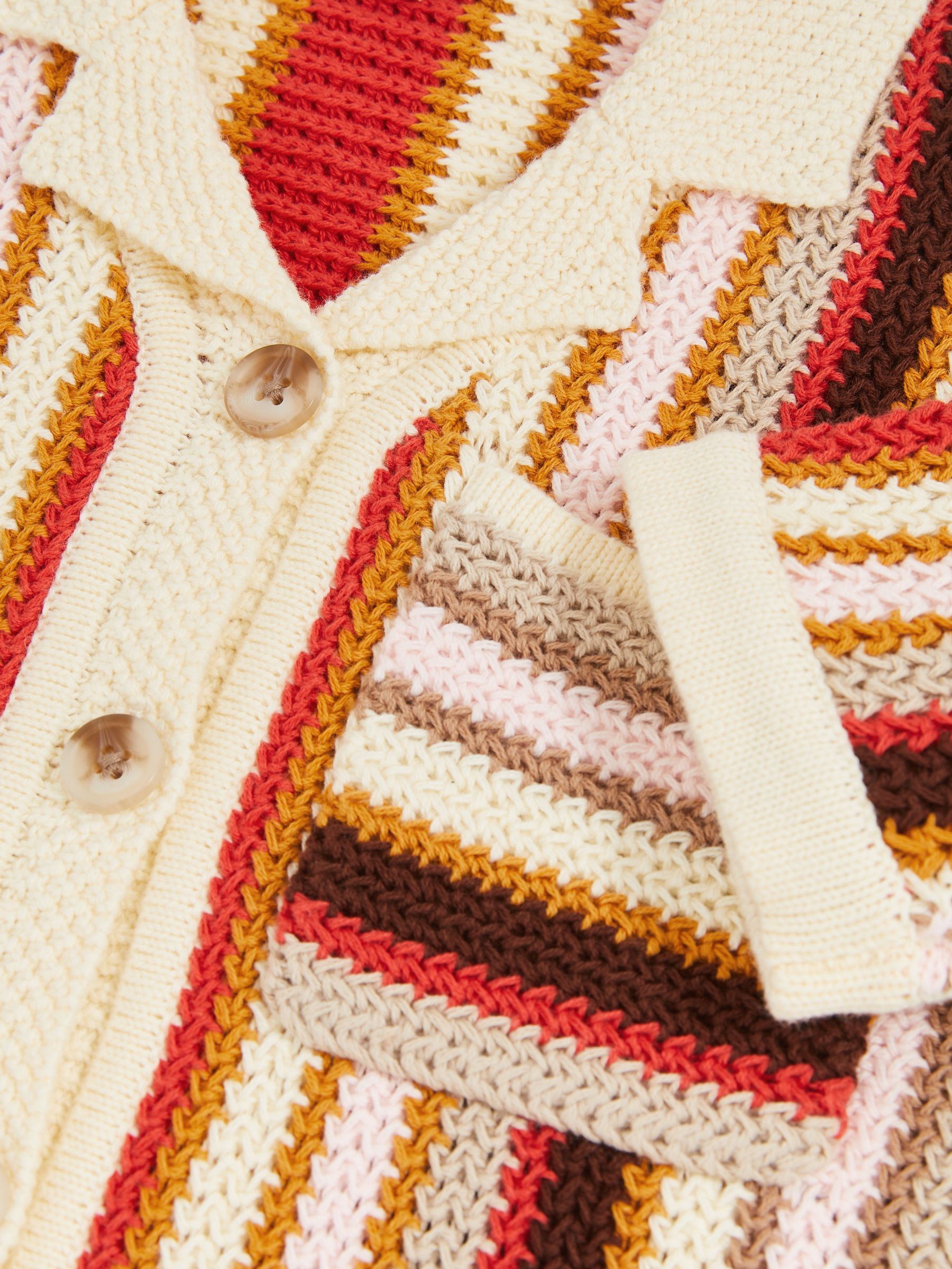 4-9 yrs Cotton Striped Crochet Shirt in Multi