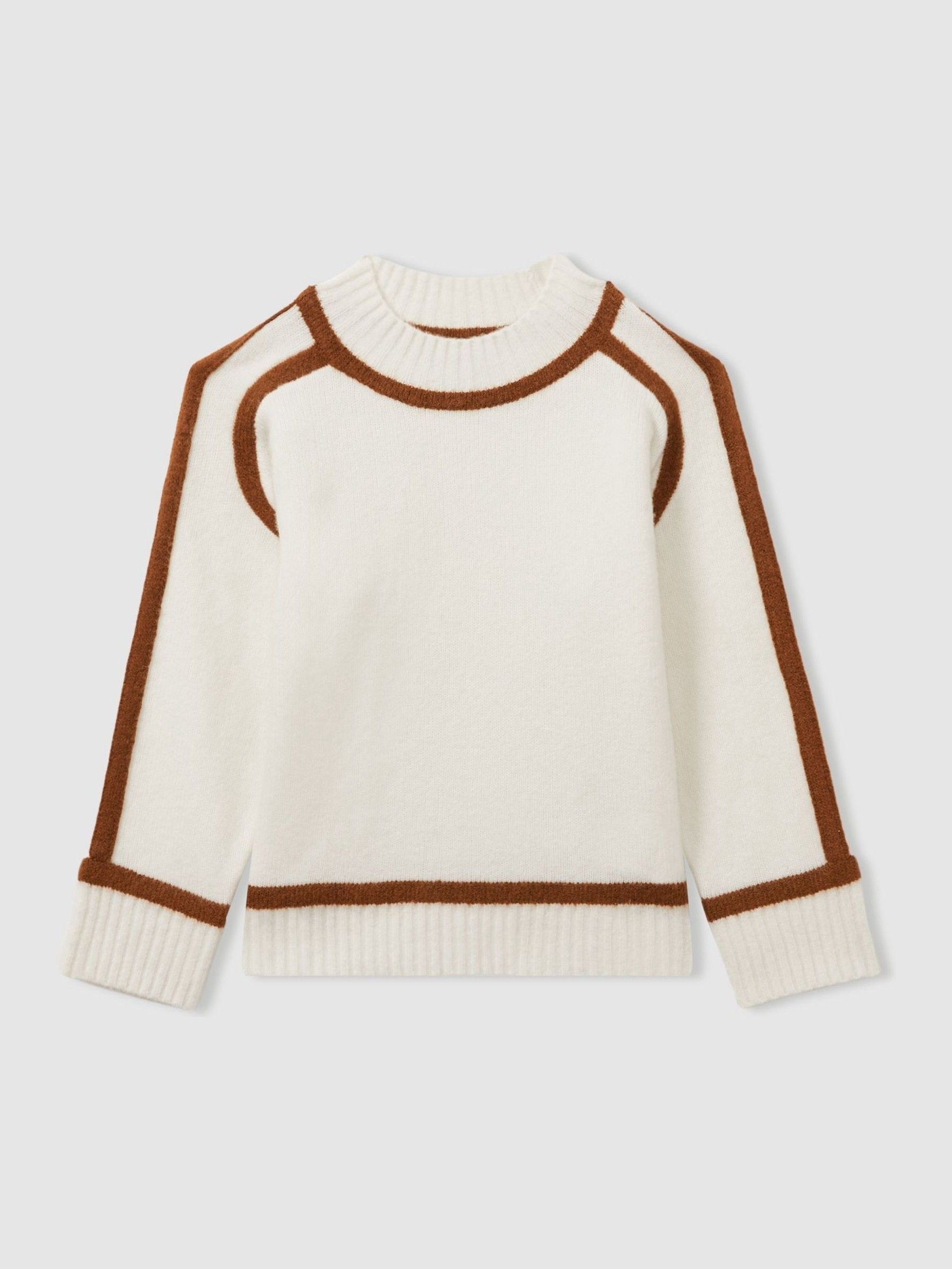 4-9 yrs Contrast Jumper with Wool in Ivory