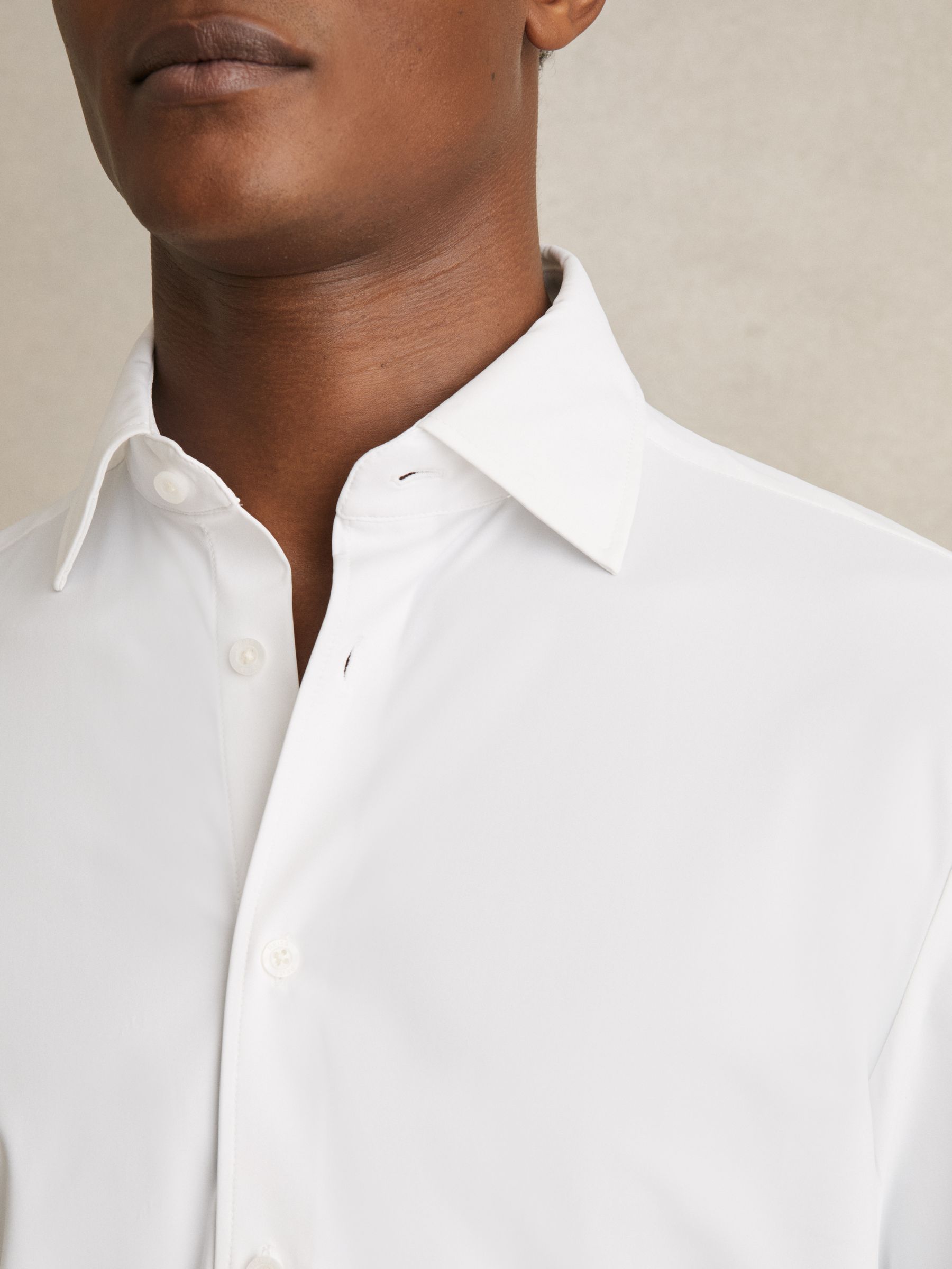 Regular Fit Button-Through Travel Shirt in White