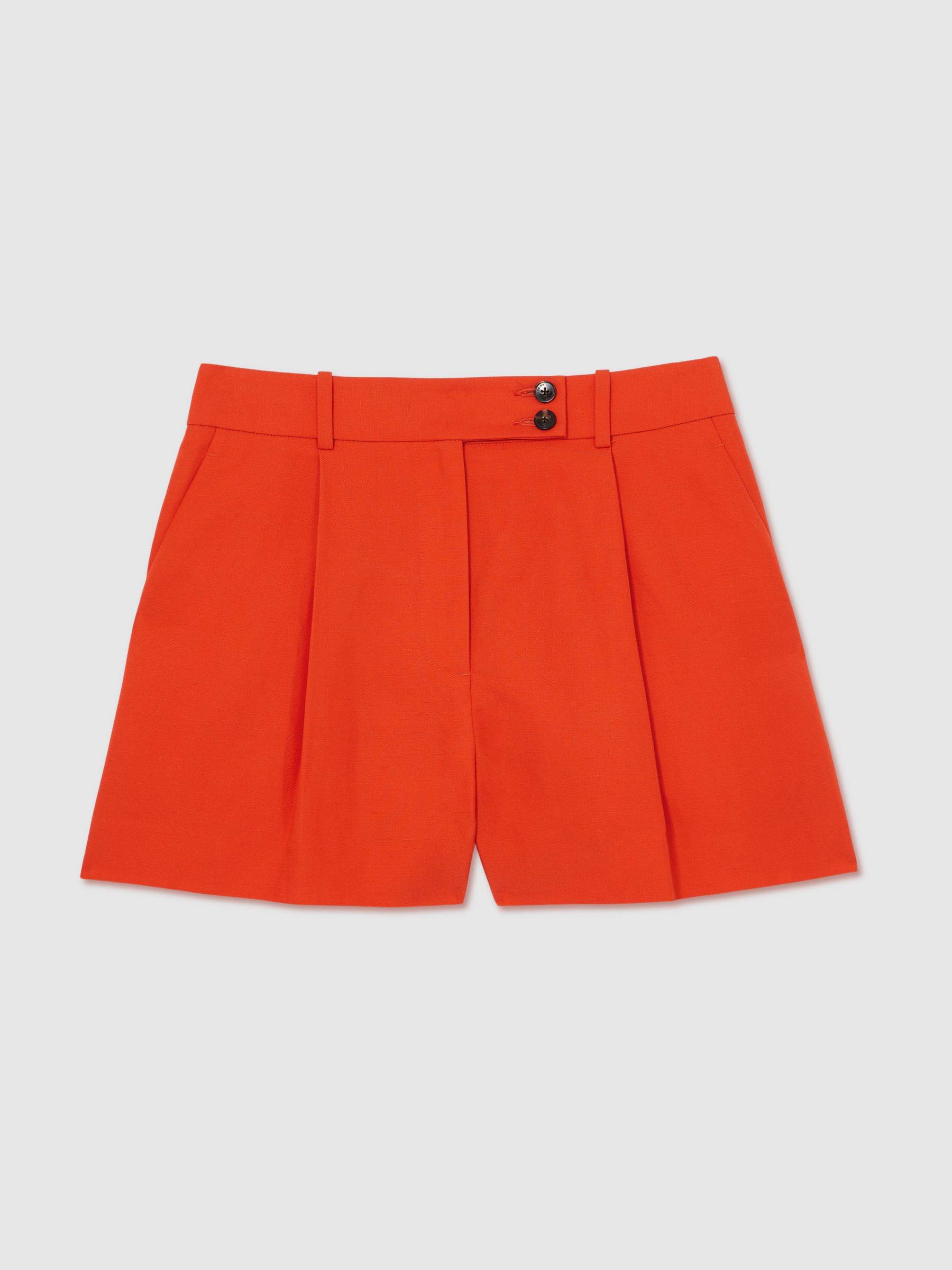 Tailored Shorts With Linen in Orange