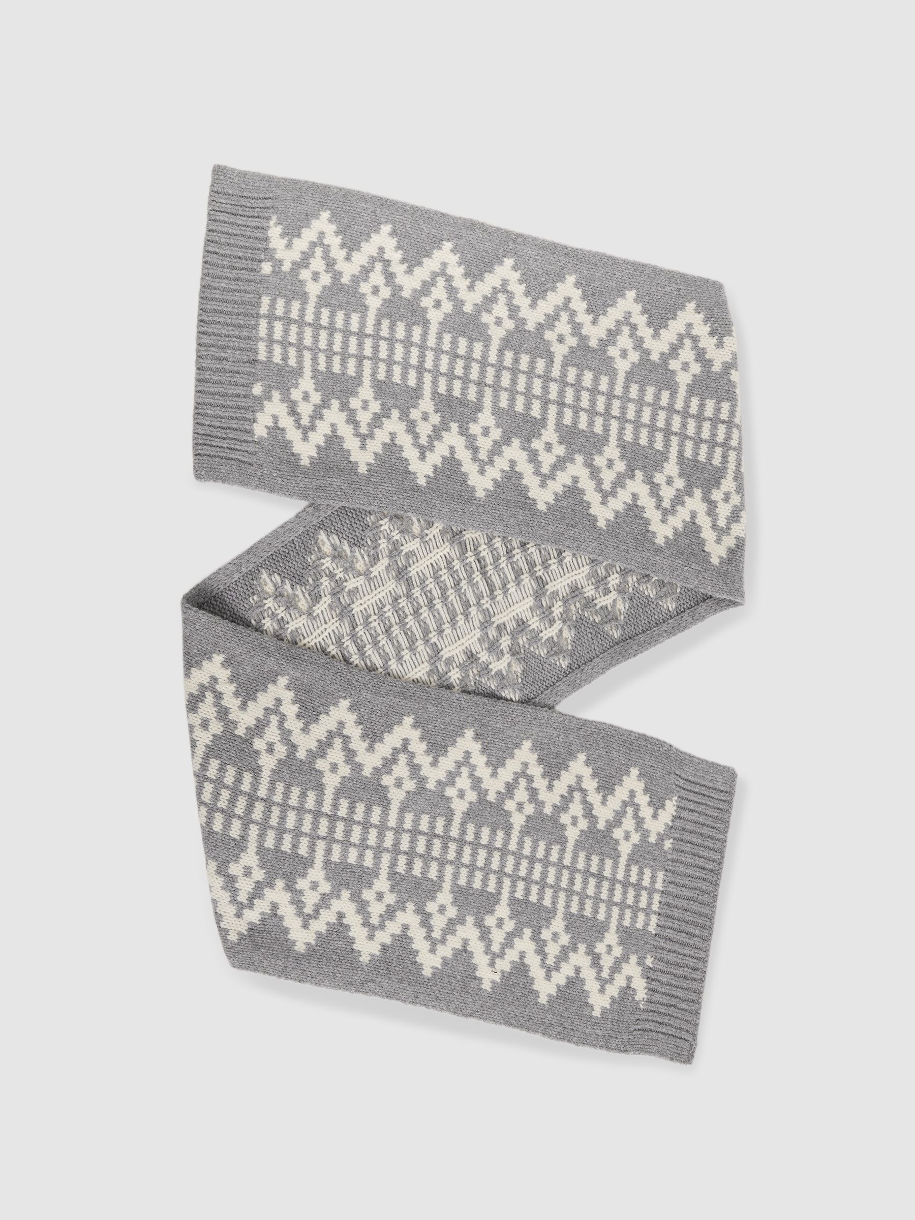 Wool-Blend Scarf in Grey/White
