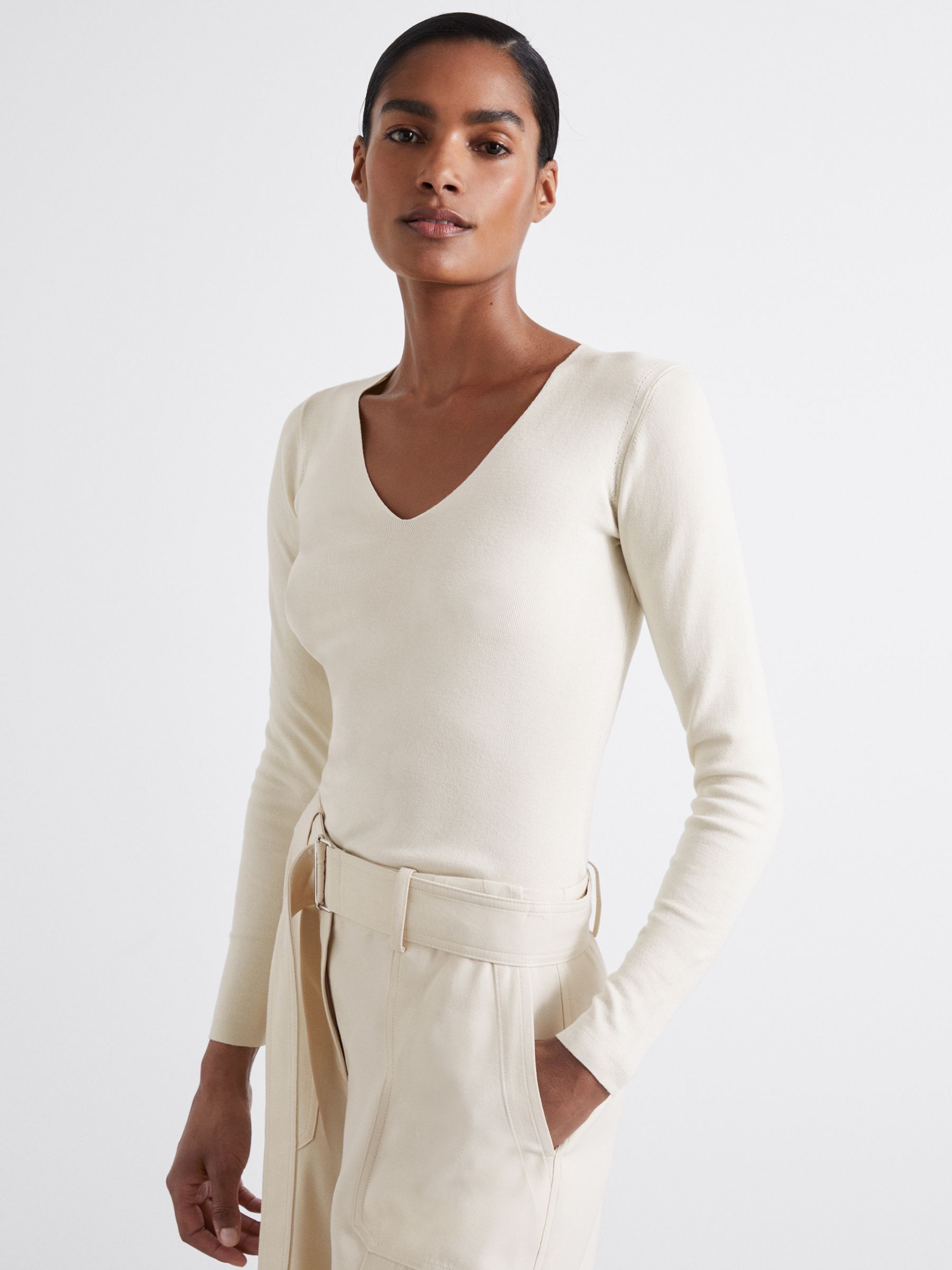 Atelier Knitted Silk-Blend Top in Off White