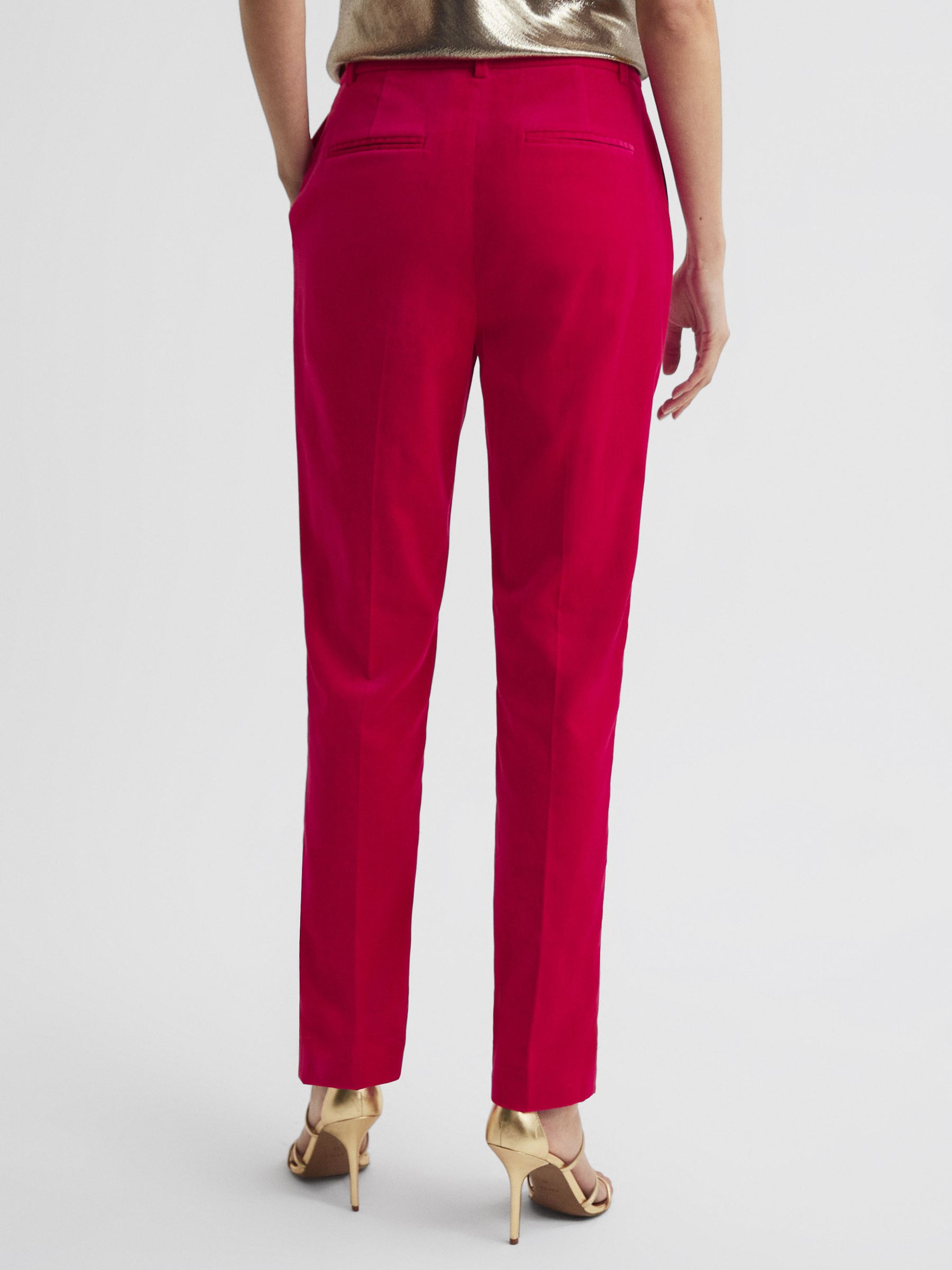 Velvet Tapered Suit Trousers in Pink