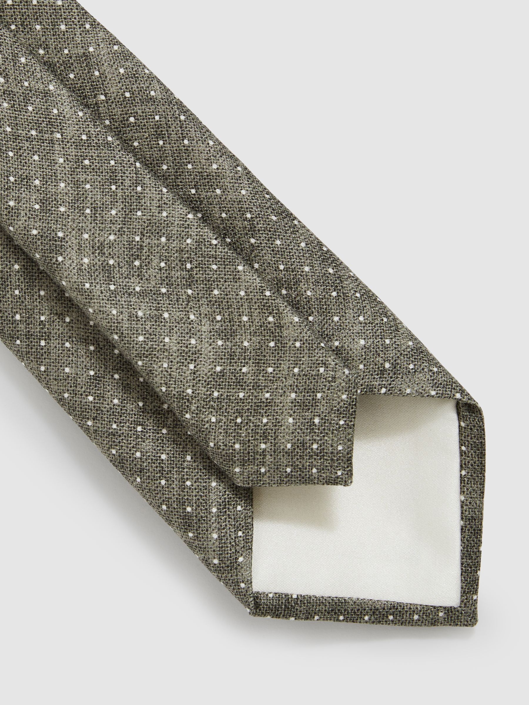 Silk Pin-Dot Tie in Olive