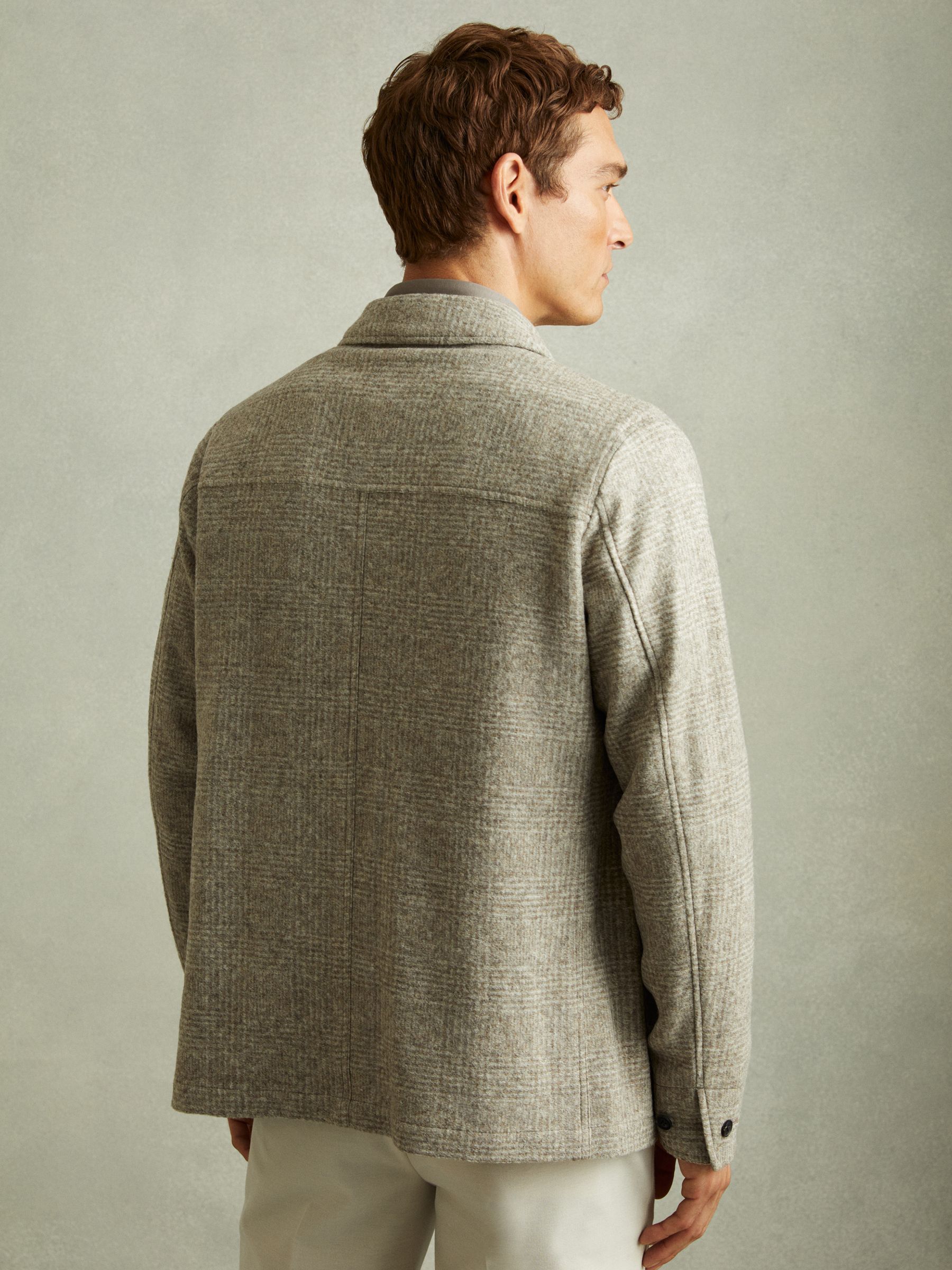 Marble Oatmeal Check Checked Brushed Workwear Jacket