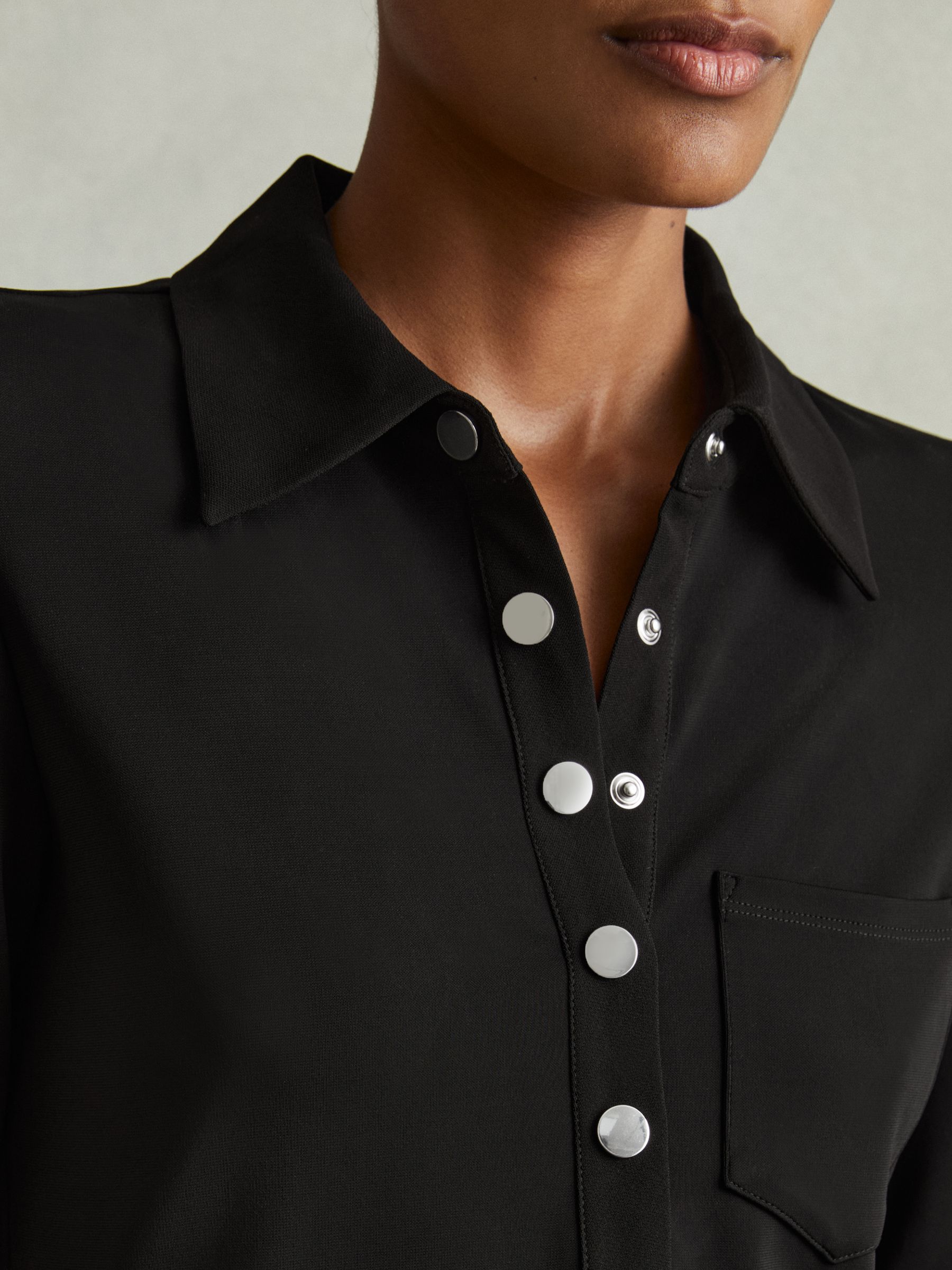 Rosina Black Jersey Polo Maxi Dress