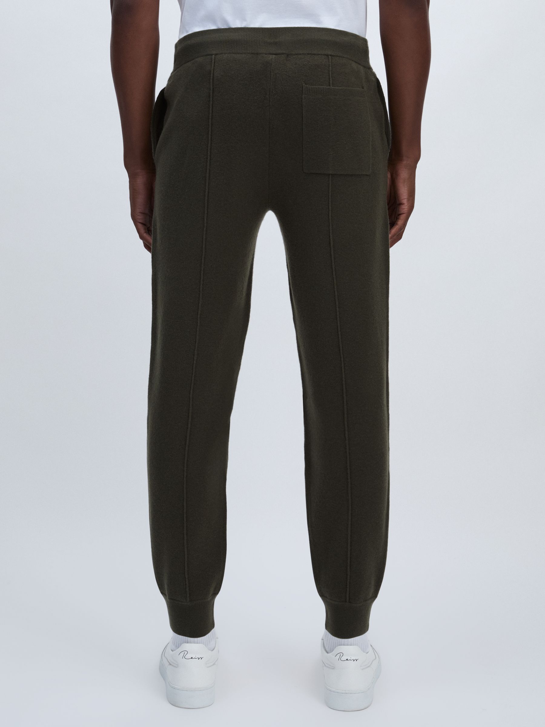 Paige Compact-Knit Drawstring Trousers in Khaki