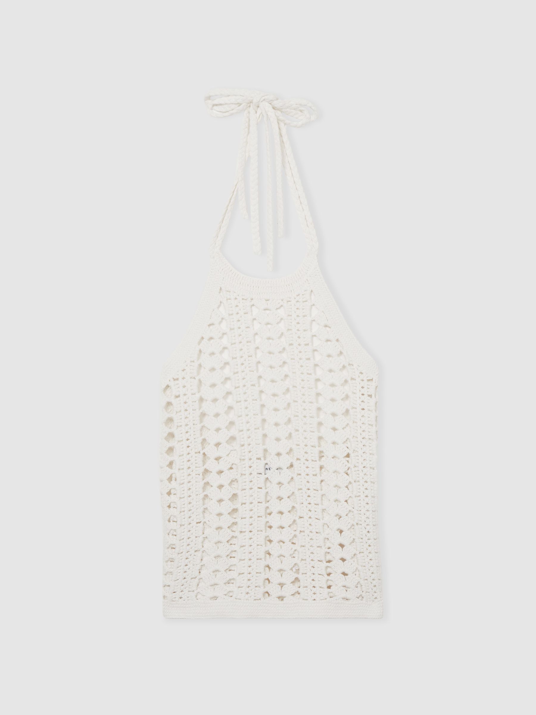 Cotton Crochet Halterneck Vest Top in White