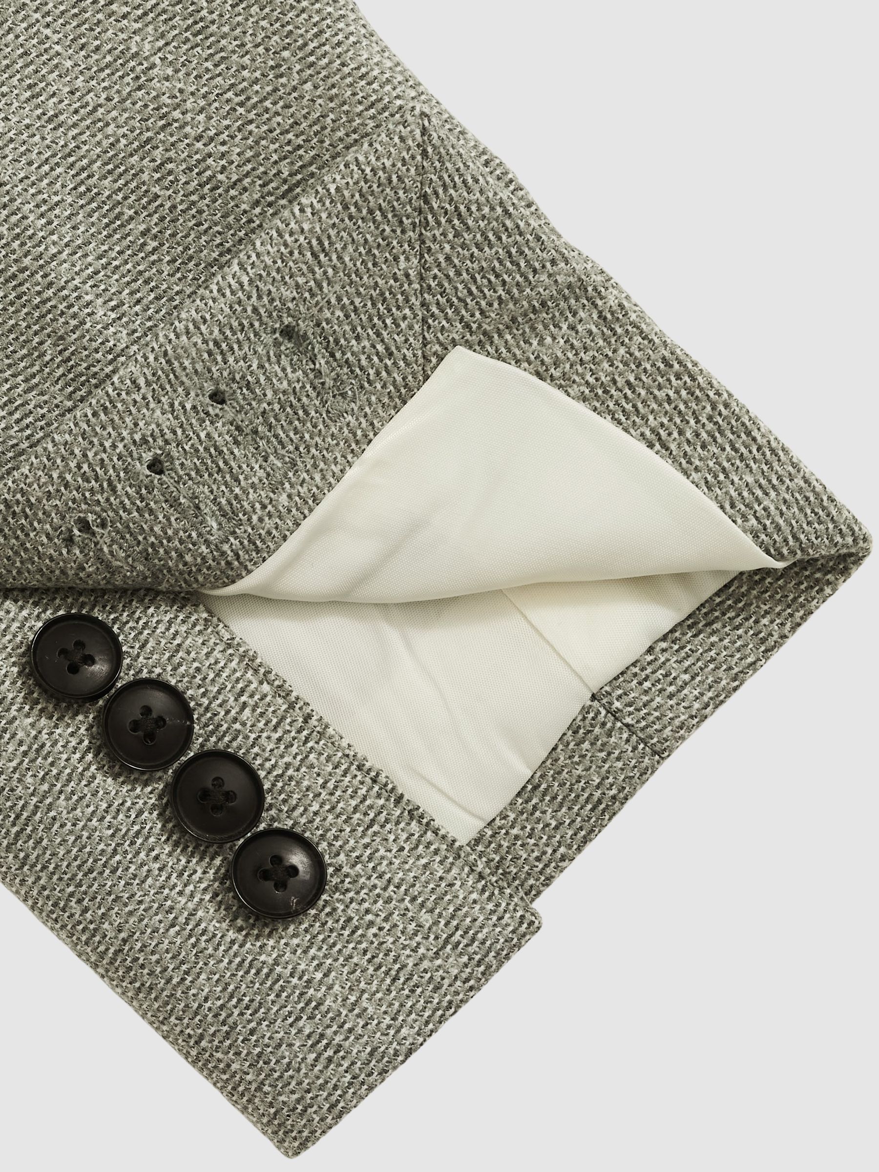 Slim-Fit Single-Breasted Wool-Blend Textured Blazer in Sage Green